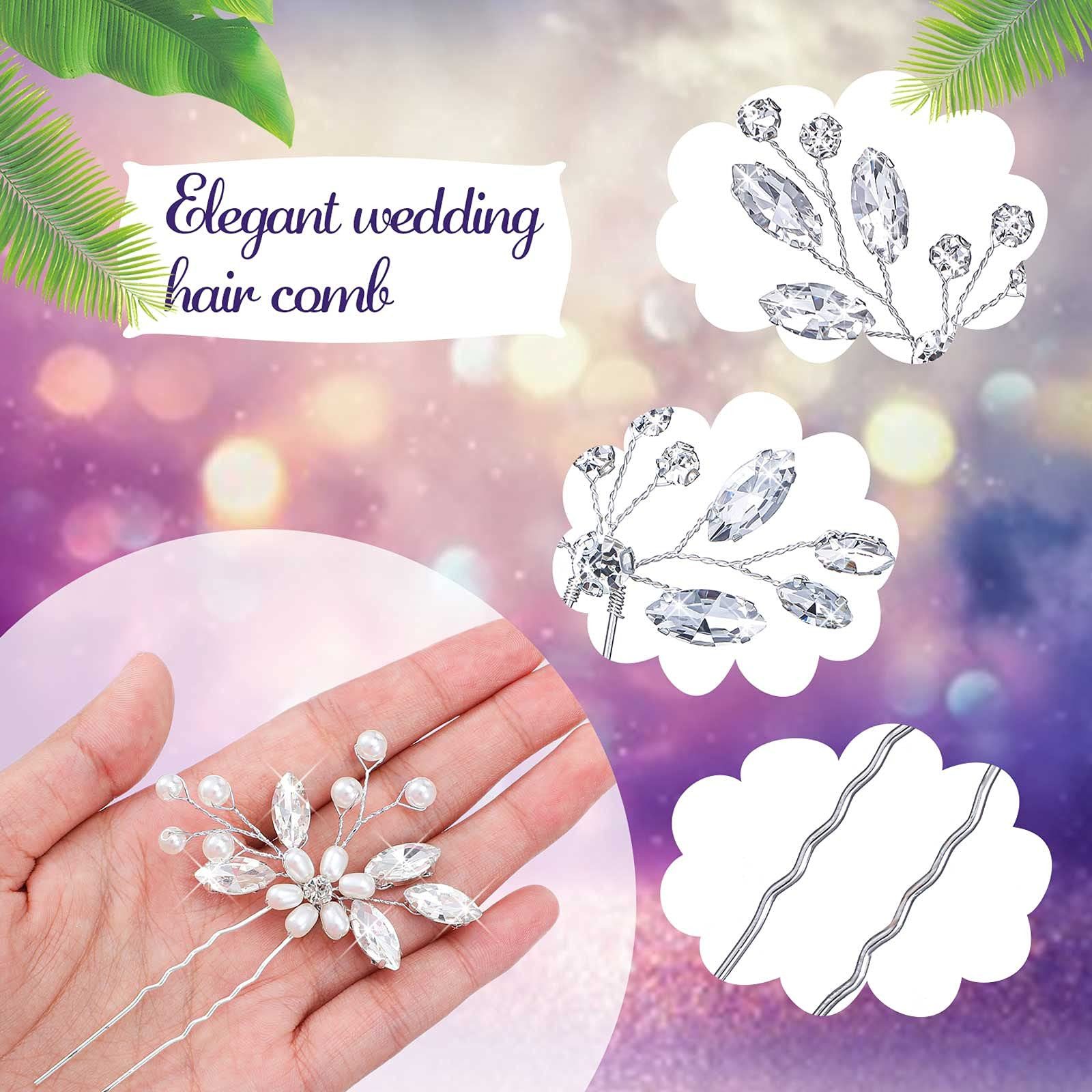 MOPUEA Haarspange Haarkamm 5 Stück Hochzeit Haarschmuck Set, Perle Strass Brautschmuck