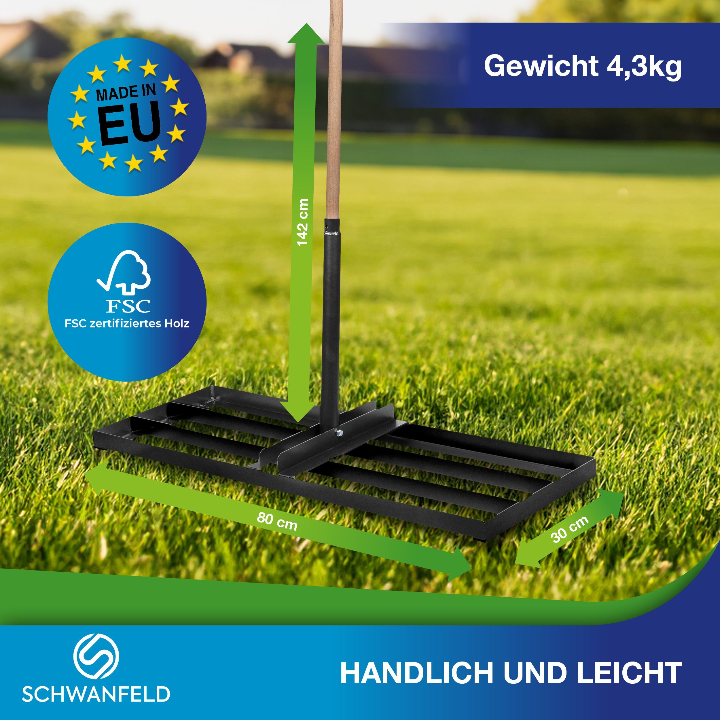 Schwanfeld Rasenlüfter 80x30cm Rasenrakel [LANGLEBIG & günstig online kaufen
