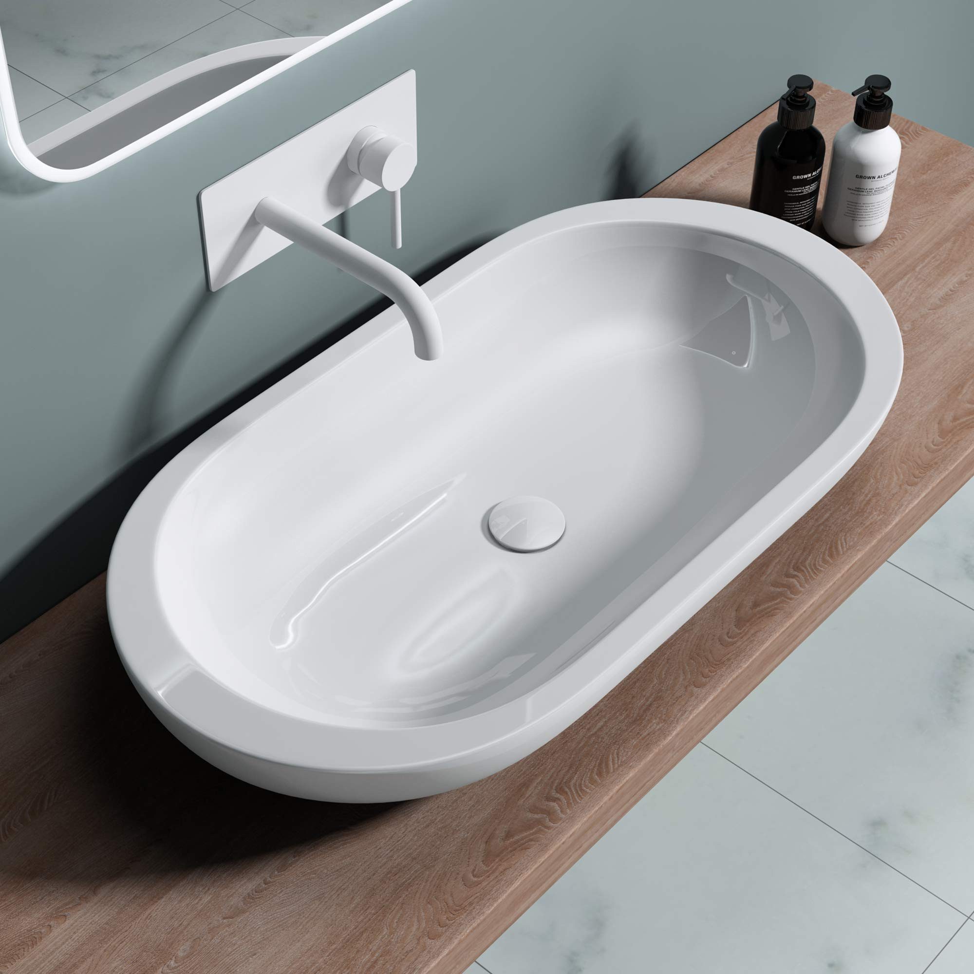 doporro Waschbecken keramik Aufsatzwaschbecken Oval Waschtisch günstig online kaufen