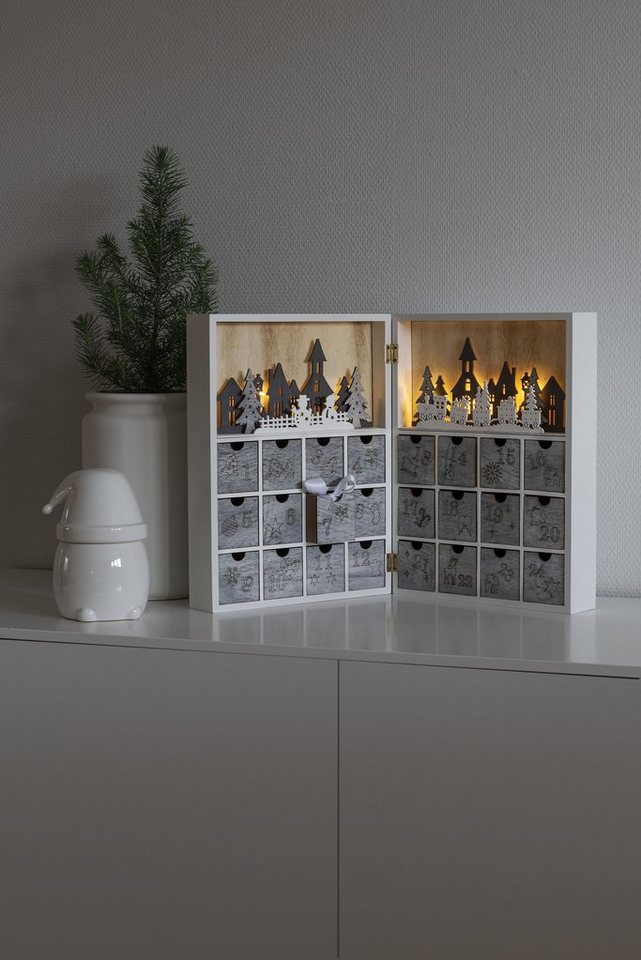 KONSTSMIDE befüllbarer Adventskalender Weihnachtsdeko (1-tlg), LED  Holzsilhouette, 