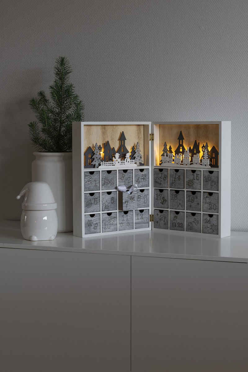 KONSTSMIDE befüllbarer Adventskalender Weihnachtsdeko (1-tlg), LED Holzsilhouette, "Adventskalender"