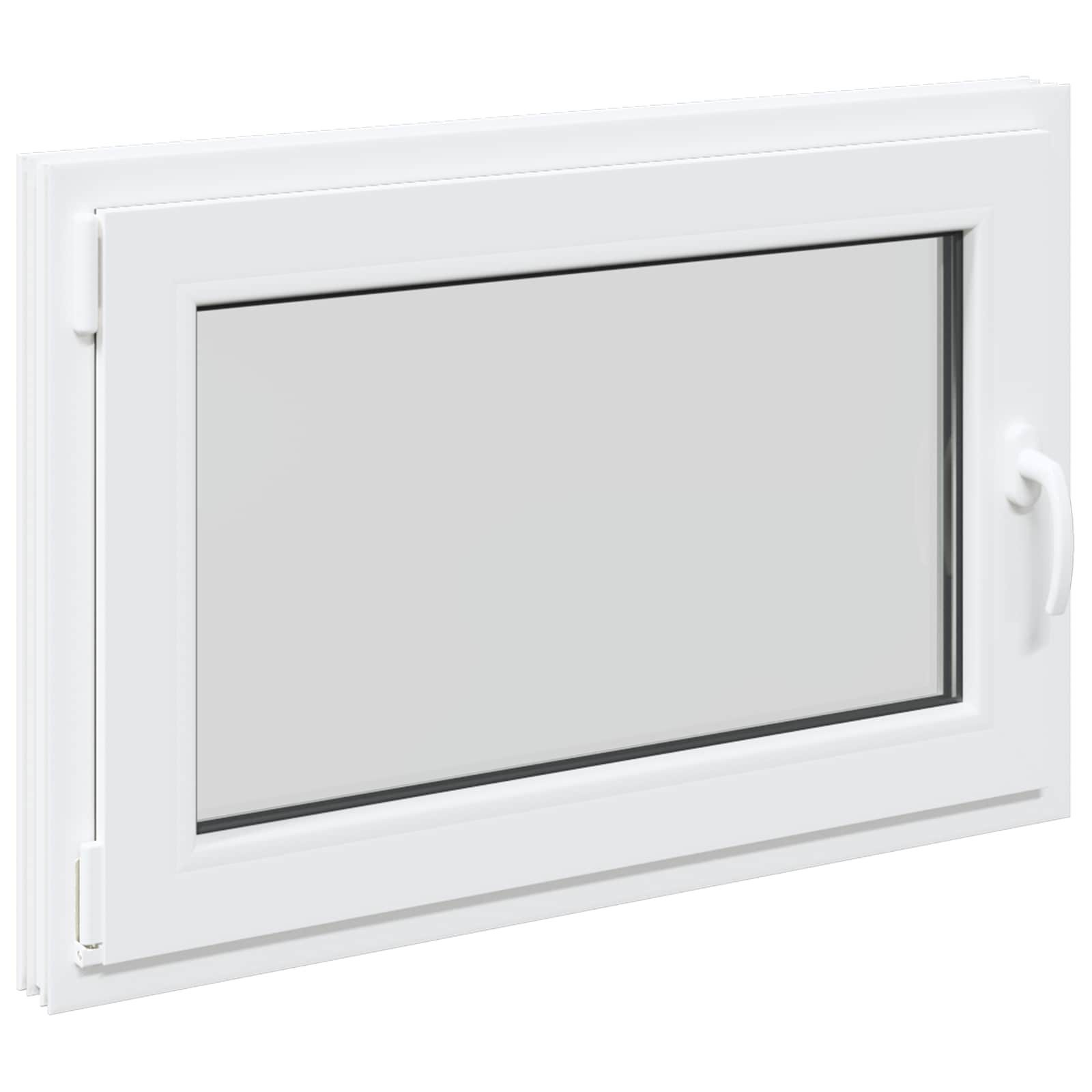 vidaXL Fenster Kellerfenster RISOR 90 x 70 cm PVC und Glas Weiß, (1 St)