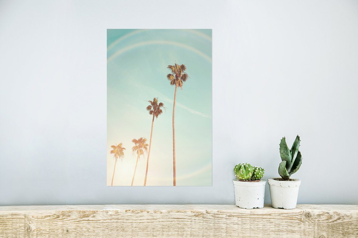 Palmen - Sonne (1 Natur Poster Wohnzimmer, - - Wandbild, Ohne Rahmen Himmel Sommer, Wandposter für St), - MuchoWow Poster,