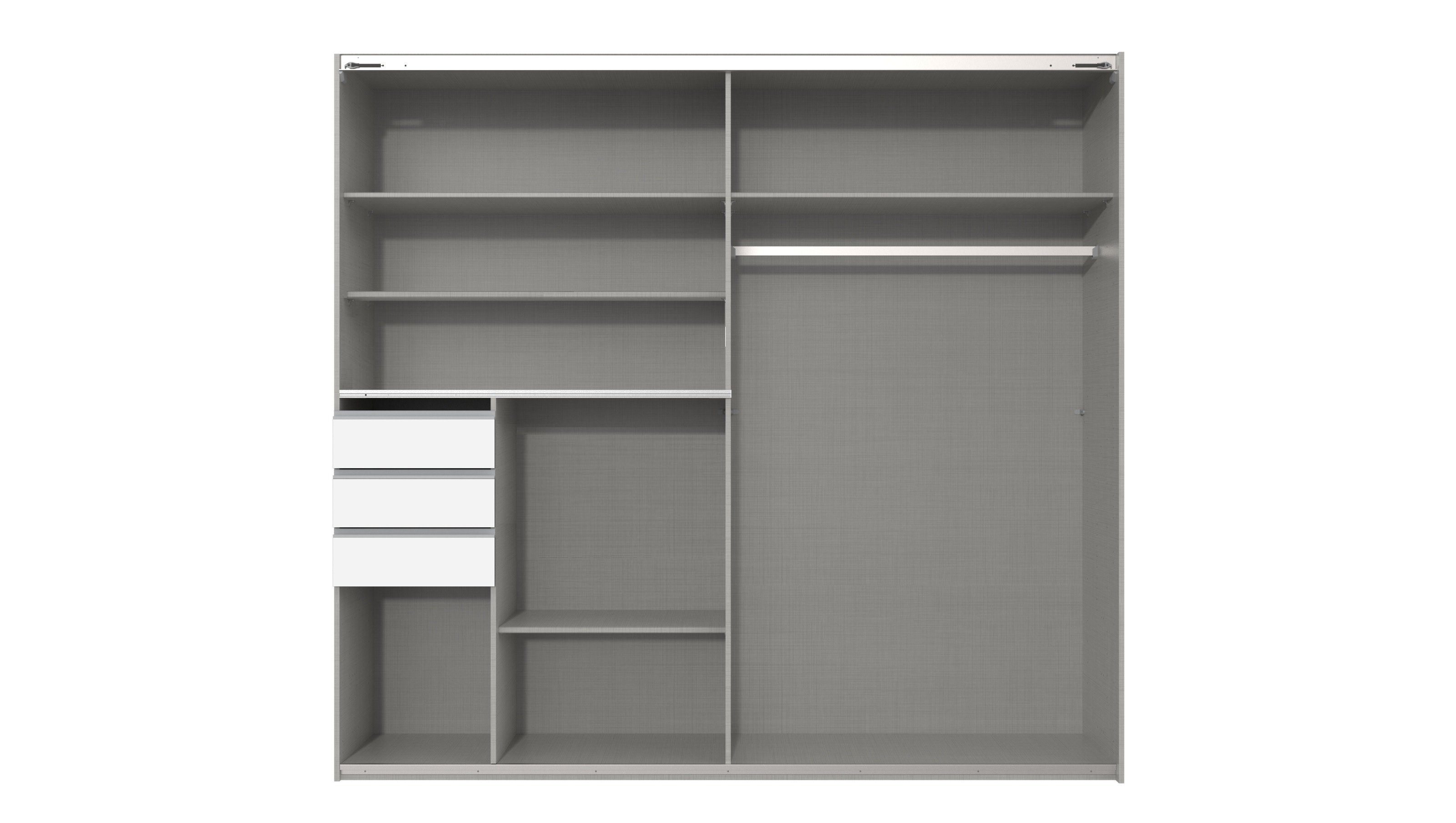Wimex Schwebetürenschrank in WEISS + FLAGSTAFF EICHE NB mit 3 Schubladen und 2 Türen (BxH: 180x198 cm)