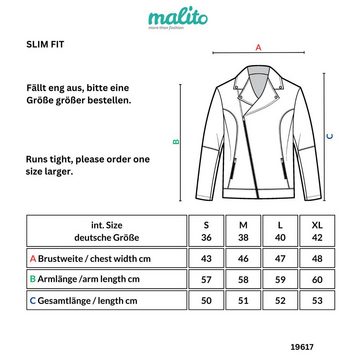 malito more than fashion Lederimitatjacke 19617 Bikerjacke Slim Fit mit Reversekragen