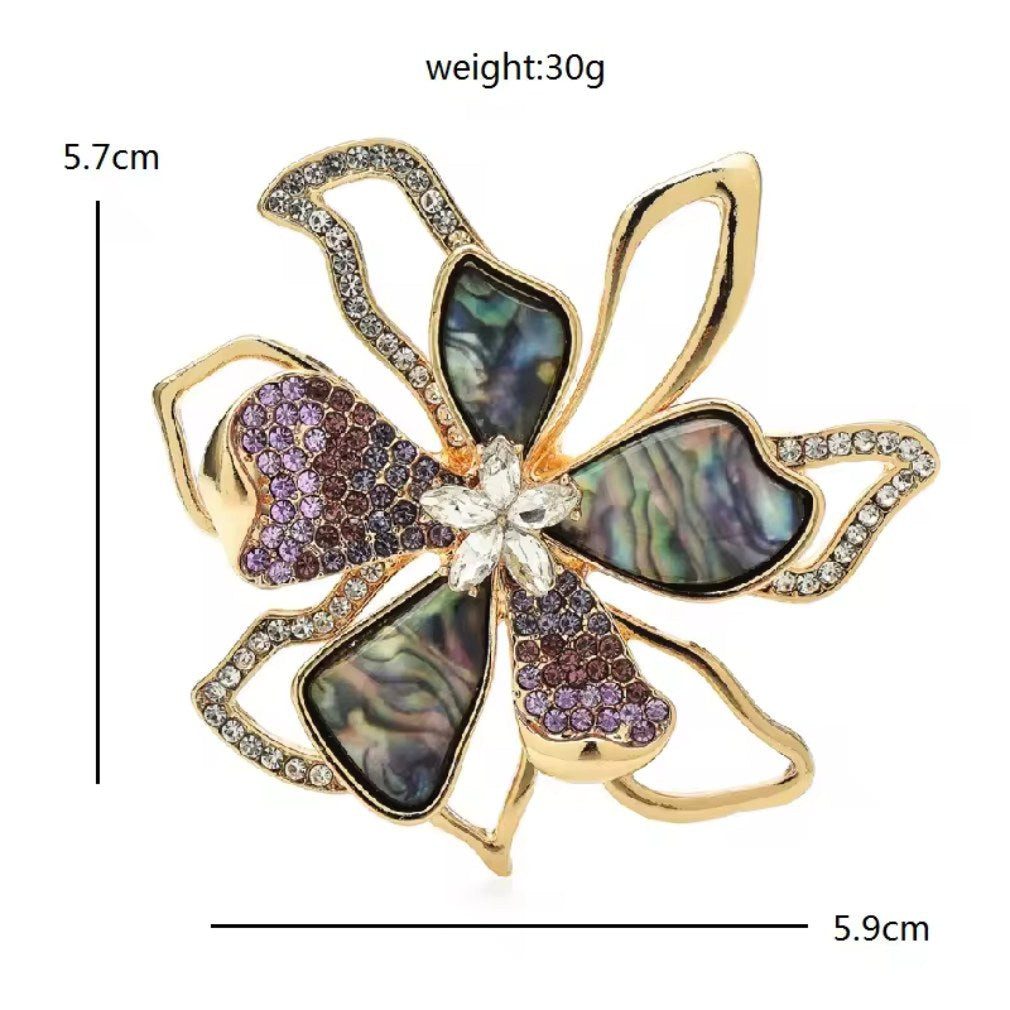 Dark-Desires Brosche Große Blumen-Brosche mit Perlmutt & Strass vintage 5,7 günstig online kaufen