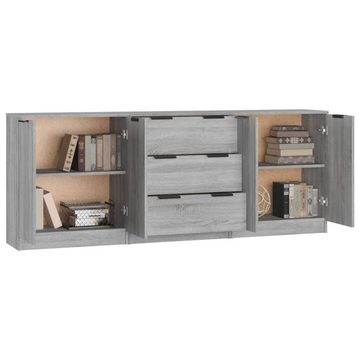 furnicato Sideboard 3-tlg. Grau Sonoma Eiche-Optik Holzwerkstoff