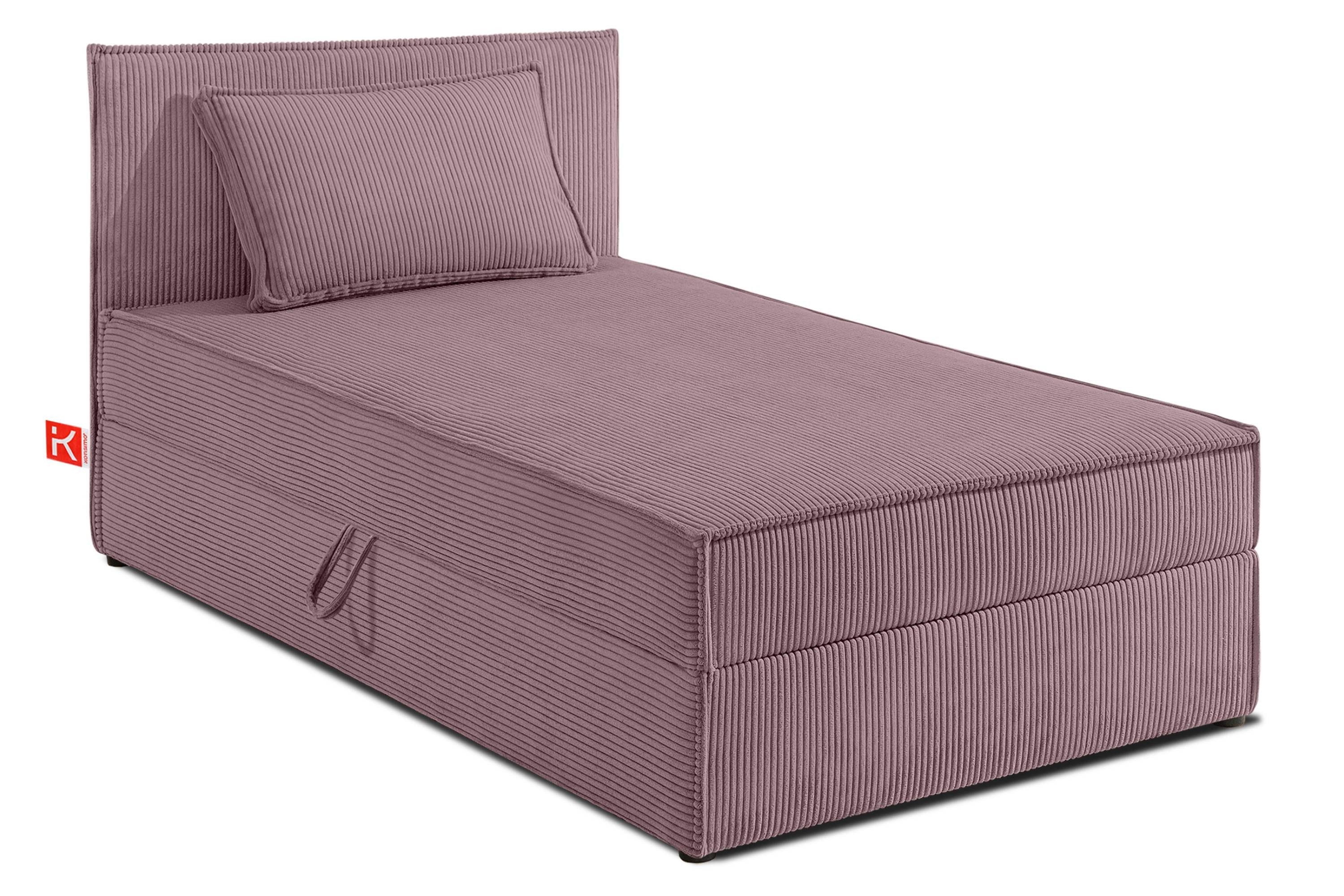 KONSIMO® Jugendbett ROTI Polsterbett 1-Person mit großem Bettkasten, hergestellt in der EU (80 cm x 200 cm), Inklusive Kissen und große Farbauswahl beim Cord-Stoff, Bonell-Kern