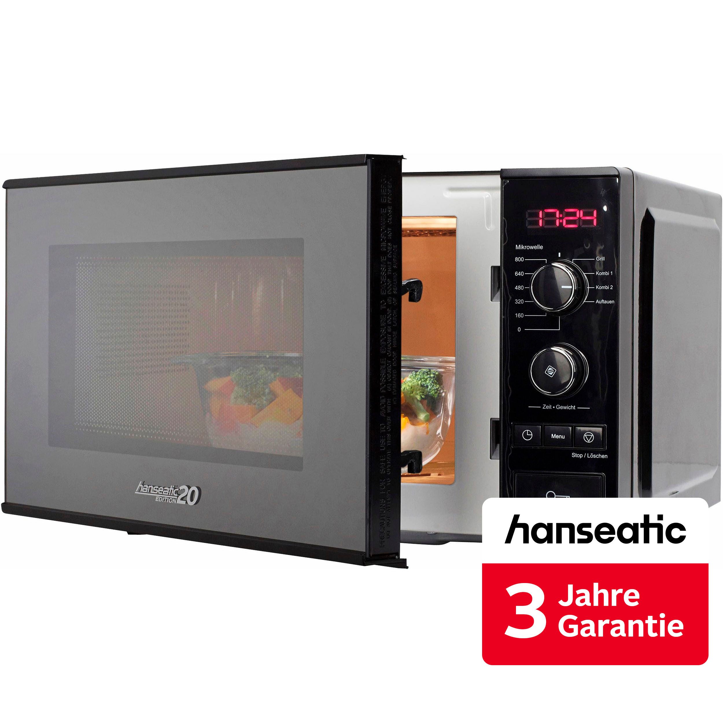 Hanseatic Mikrowelle 63147329, 2 in 1, Grill, Mikrowelle, 20 l, inkl. 3 Jahre Herstellergarantie