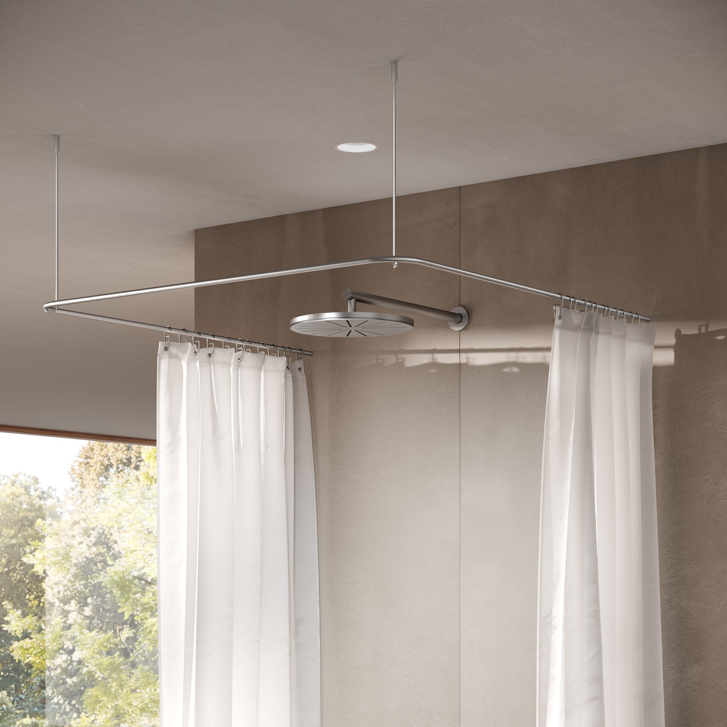PHOS Design Duschvorhangstange DSU U-Form quadratisch, Verschraubung, Edelstahl