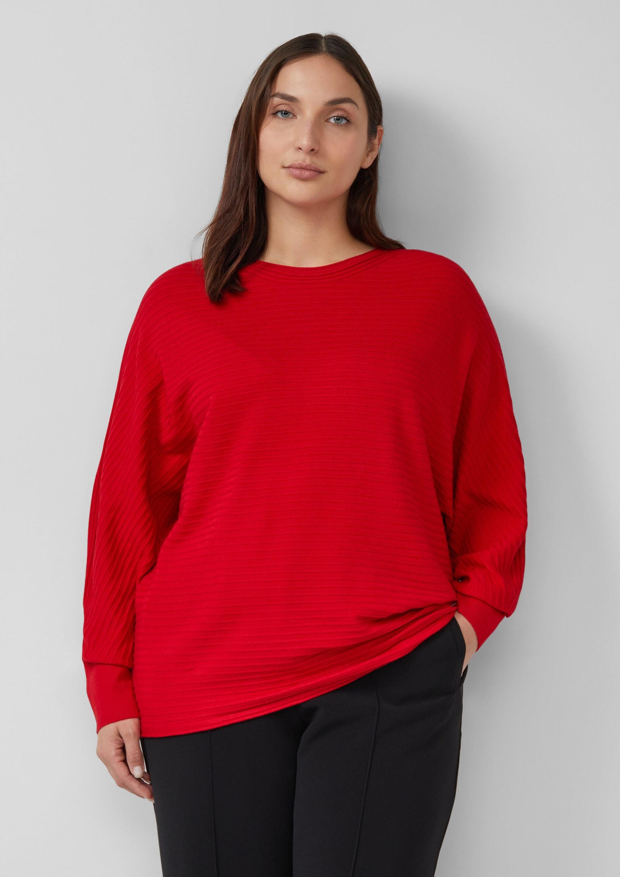 s.Oliver Longpullover Strickpullover Pullover in Rippstruktur mit Fledermau günstig online kaufen