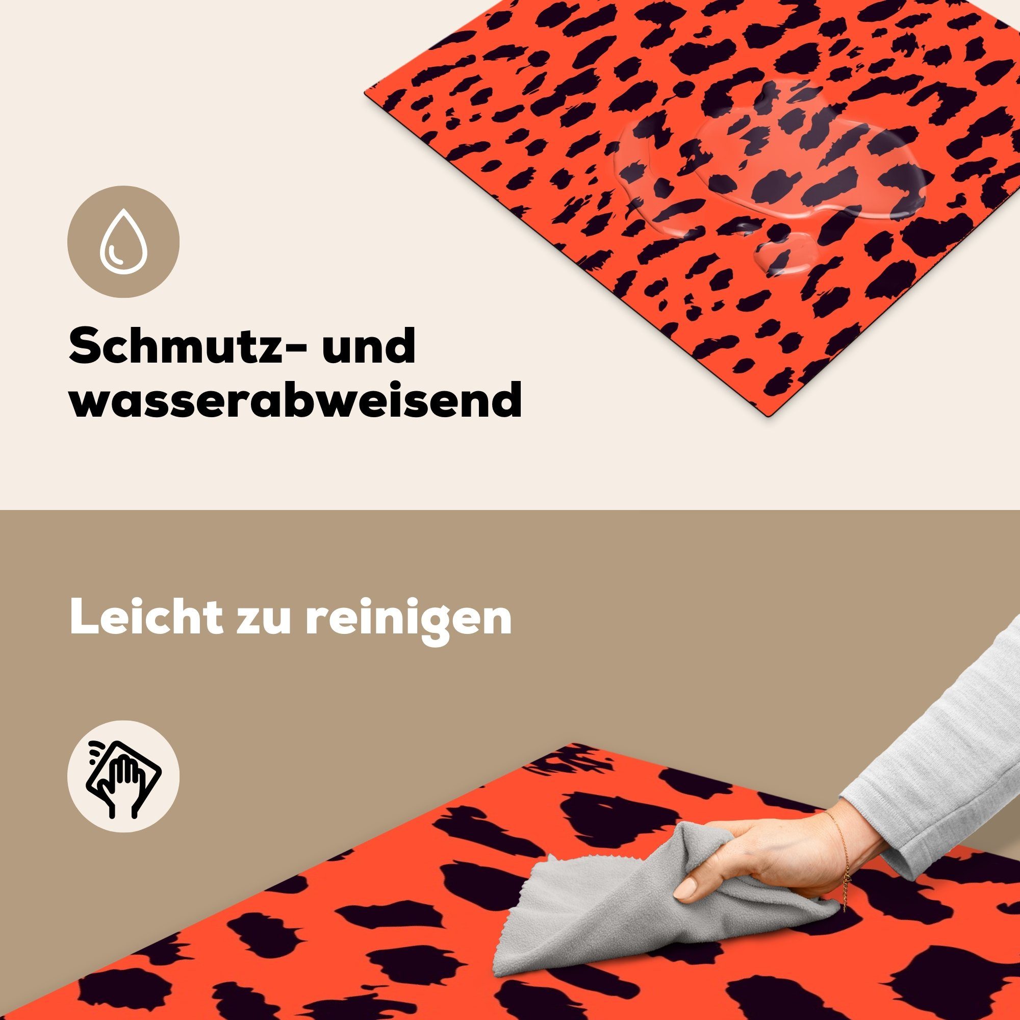 MuchoWow Herdblende-/Abdeckplatte Tierprint - Induktionskochfeld für cm, Induktionsherd, Schwarz, (1 Panther Rot - 58x51 Küchen Dekoration - Vinyl, tlg)