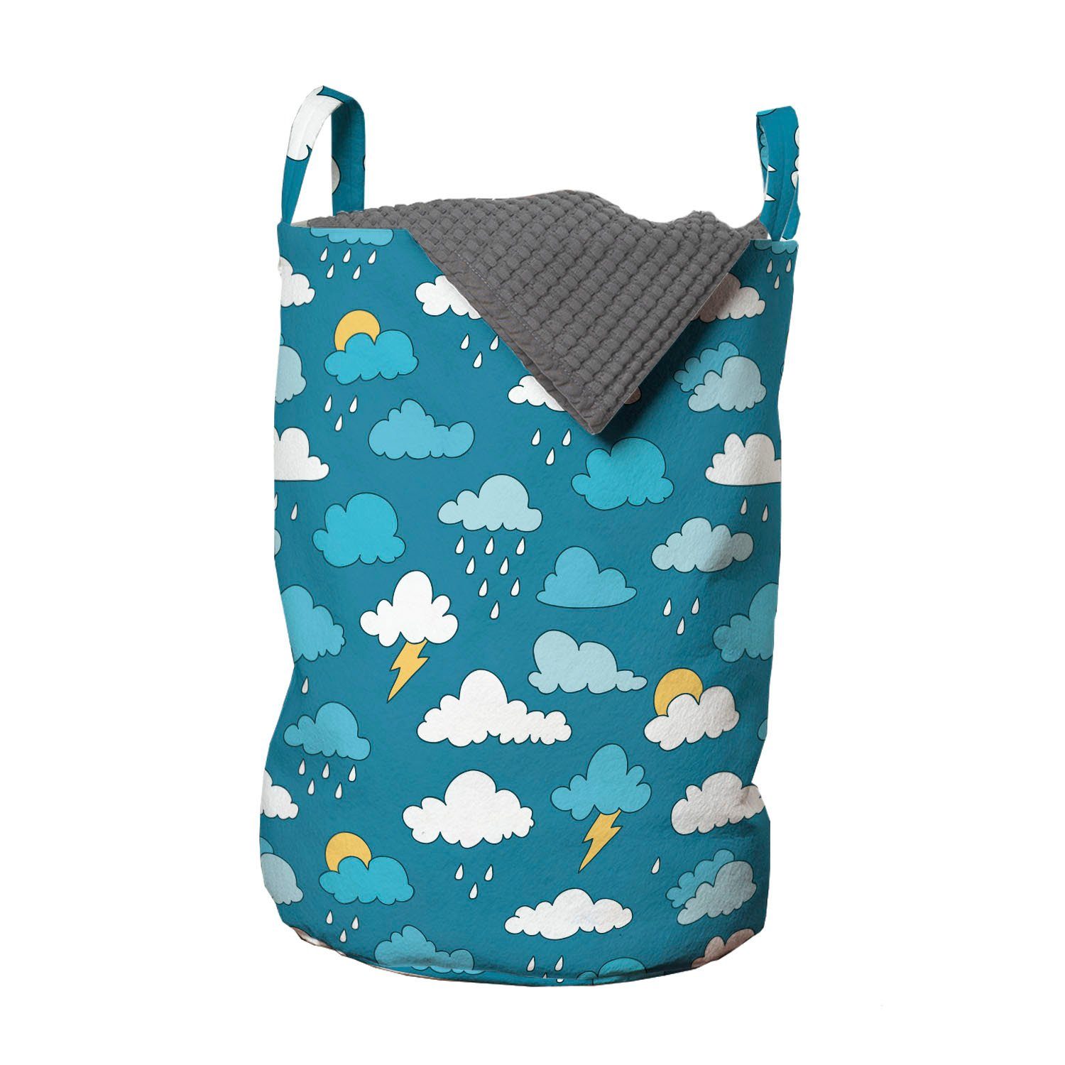 Abakuhaus Wäschesäckchen Wäschekorb mit Griffen Kordelzugverschluss für Waschsalons, Kindergarten Sky Regen-Wolken Bolts Sun
