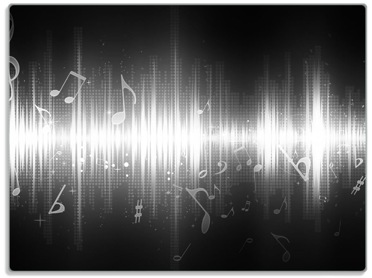 Wallario Schneidebrett Noten der Musik in schwarz und weiß, ESG-Sicherheitsglas, (inkl. rutschfester Gummifüße 4mm, 1-St), 30x40cm