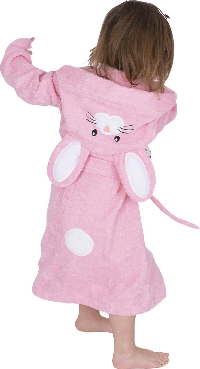 Wewo fashion Kinderbademantel 8024, Kurzform, Baumwolle, Kapuze, Gürtel, für Mädchen & Jungen, mit niedlicher Kapuze