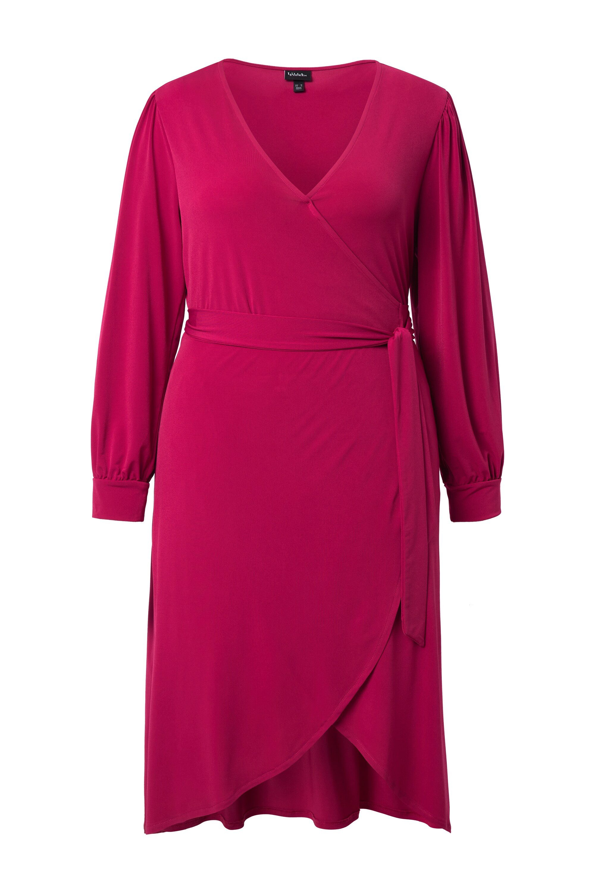 Ulla Popken Etuikleid Midi-Wickelkleid Bindegürtel V-Ausschnitt günstig online kaufen