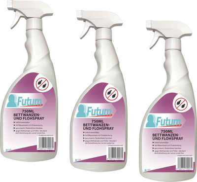 FUTUM Insektenspray Anti-Bettwanzen-Spray Floh-Mittel Ungeziefer-Spray, 3-St., auf Wasserbasis, geruchsarm, brennt / ätzt nicht, mit Langzeitwirkung