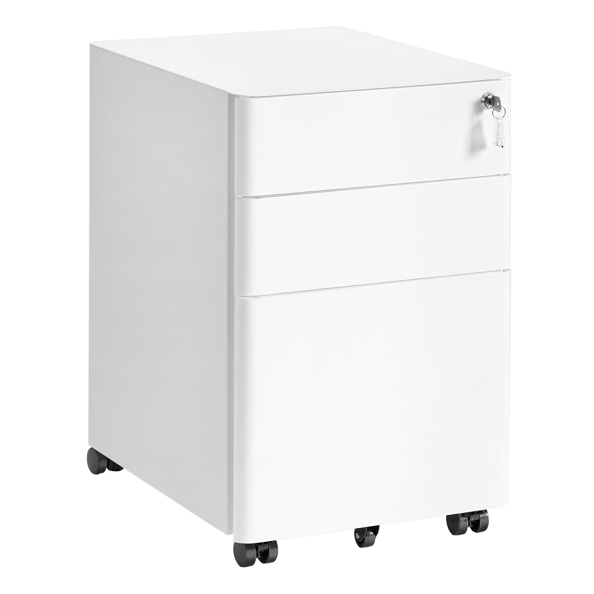 SONGMICS Aktenschrank Rollcontainer, Büroschrank mit Rollen, Stahl Schreibtisch, Unterschrank, abschließbar, Dokumente, Hängeregistratur