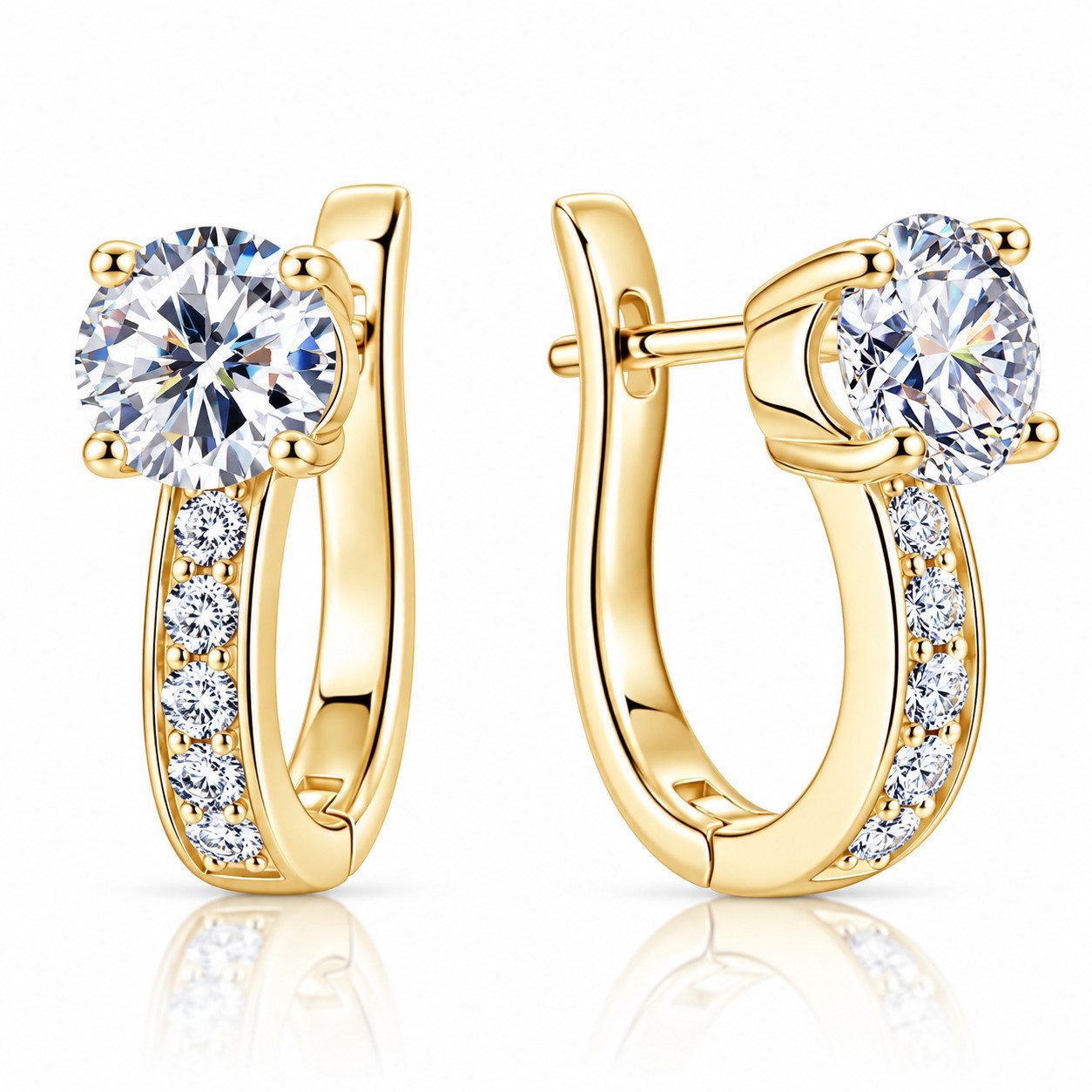 ROUGEMONT Paar Creolen Moissanit Damen Creolen Ohrringe mit Echtheitszertifikat 18K Gold, Echtschmuck mit Echtheitszertifikat