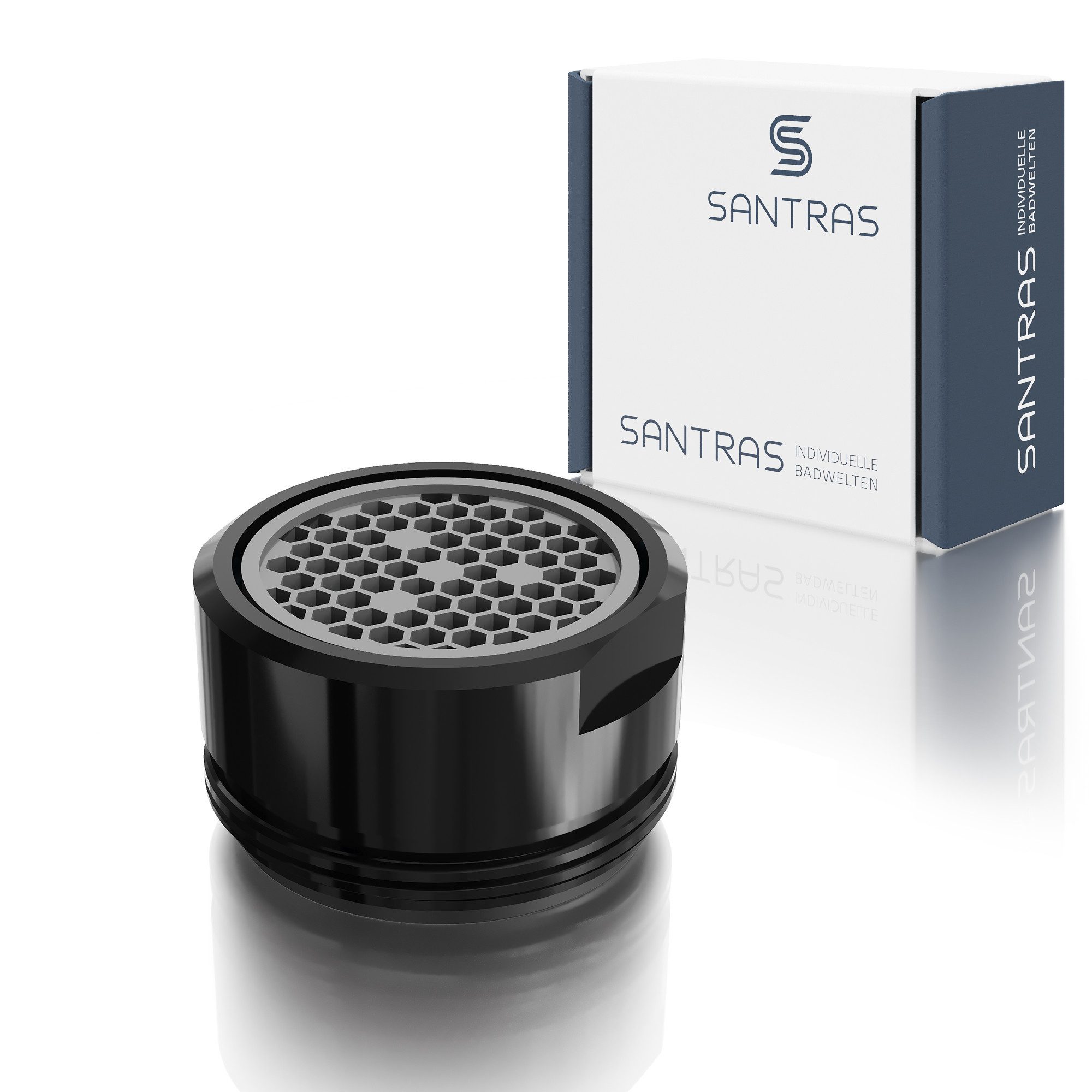 Santras Waschtischarmatur Luftsprudler / Strahlregler M24 in Schwarz (RAL 9005)