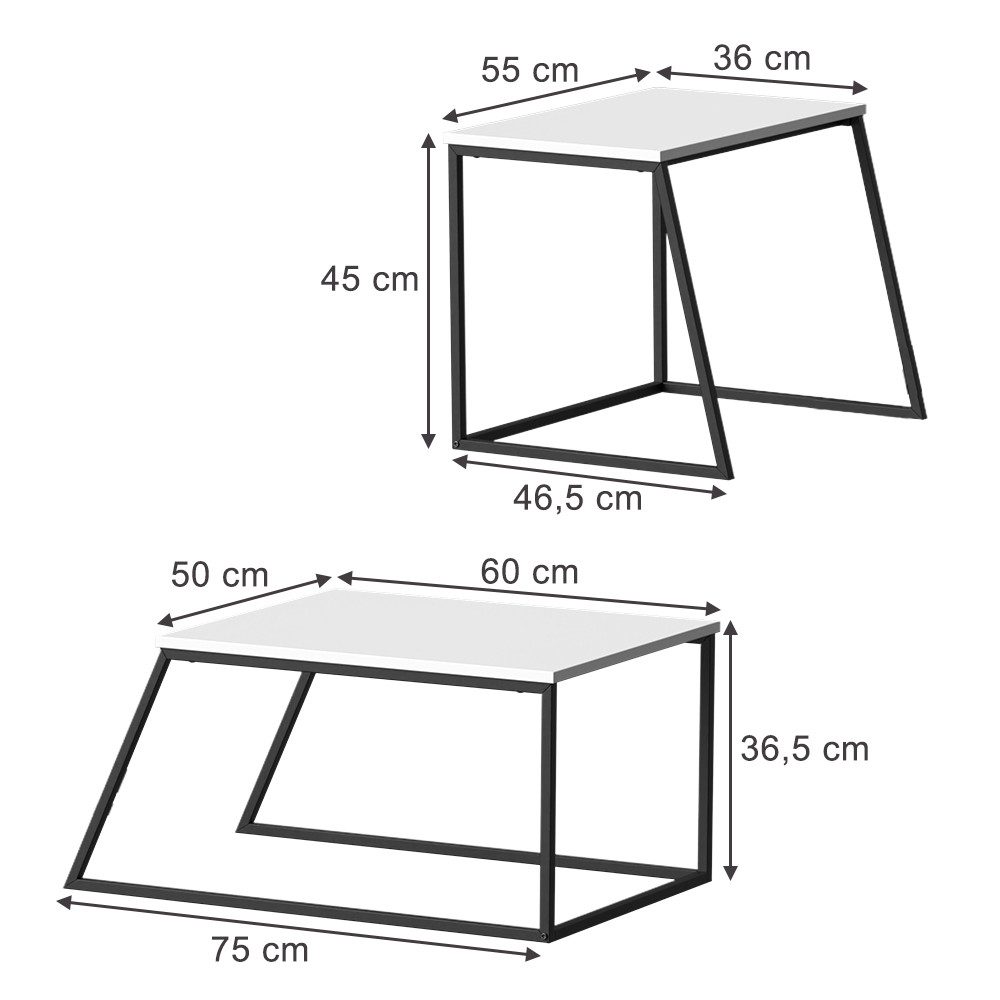 Vicco Couchtisch Myra, Weiß/Schwarz, 60 x günstig online kaufen
