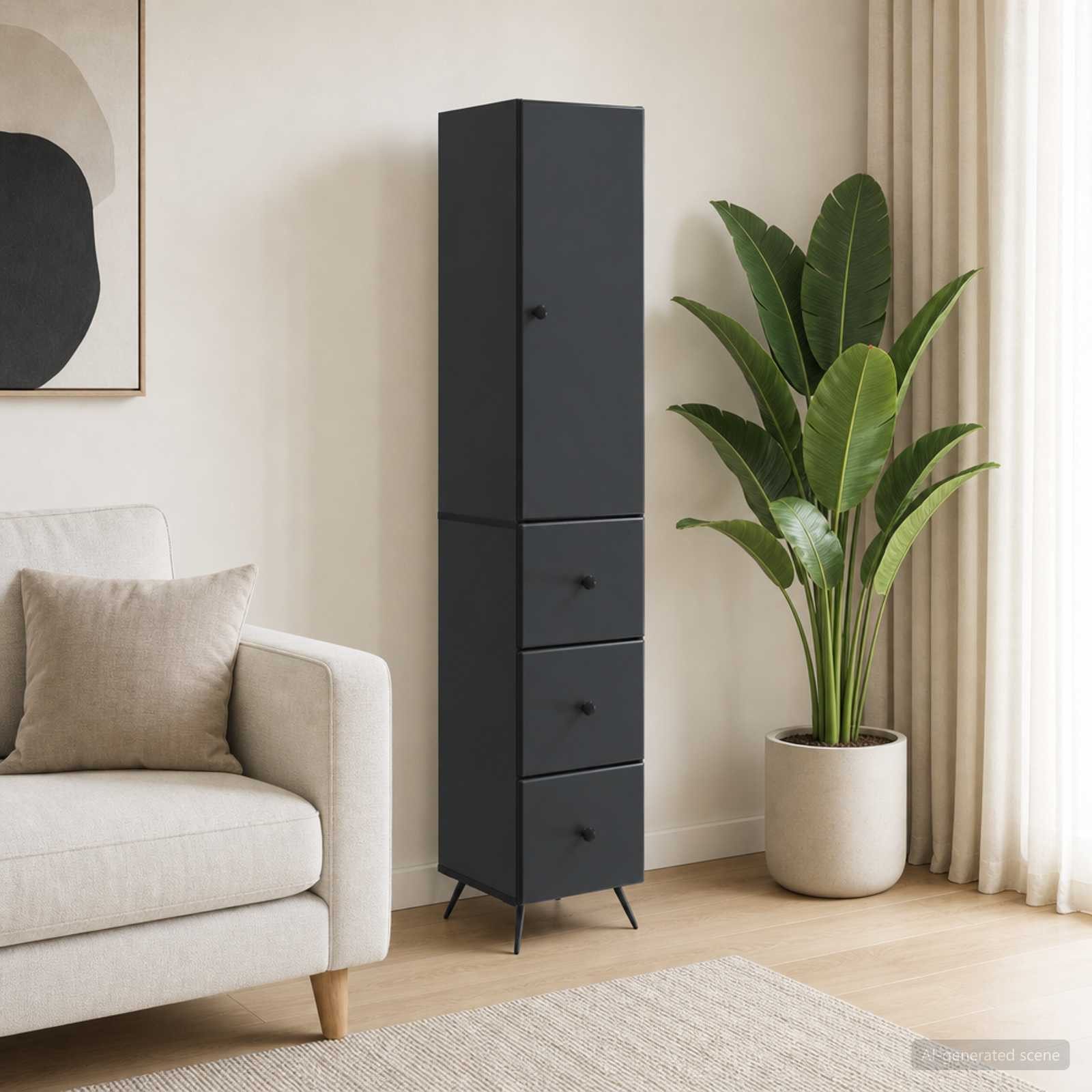 vidaXL Schranksystem Schrankset 2 stk. 34,5 x 34,5 x 90 cm Holzwerkstoff Schwarz (2-St)