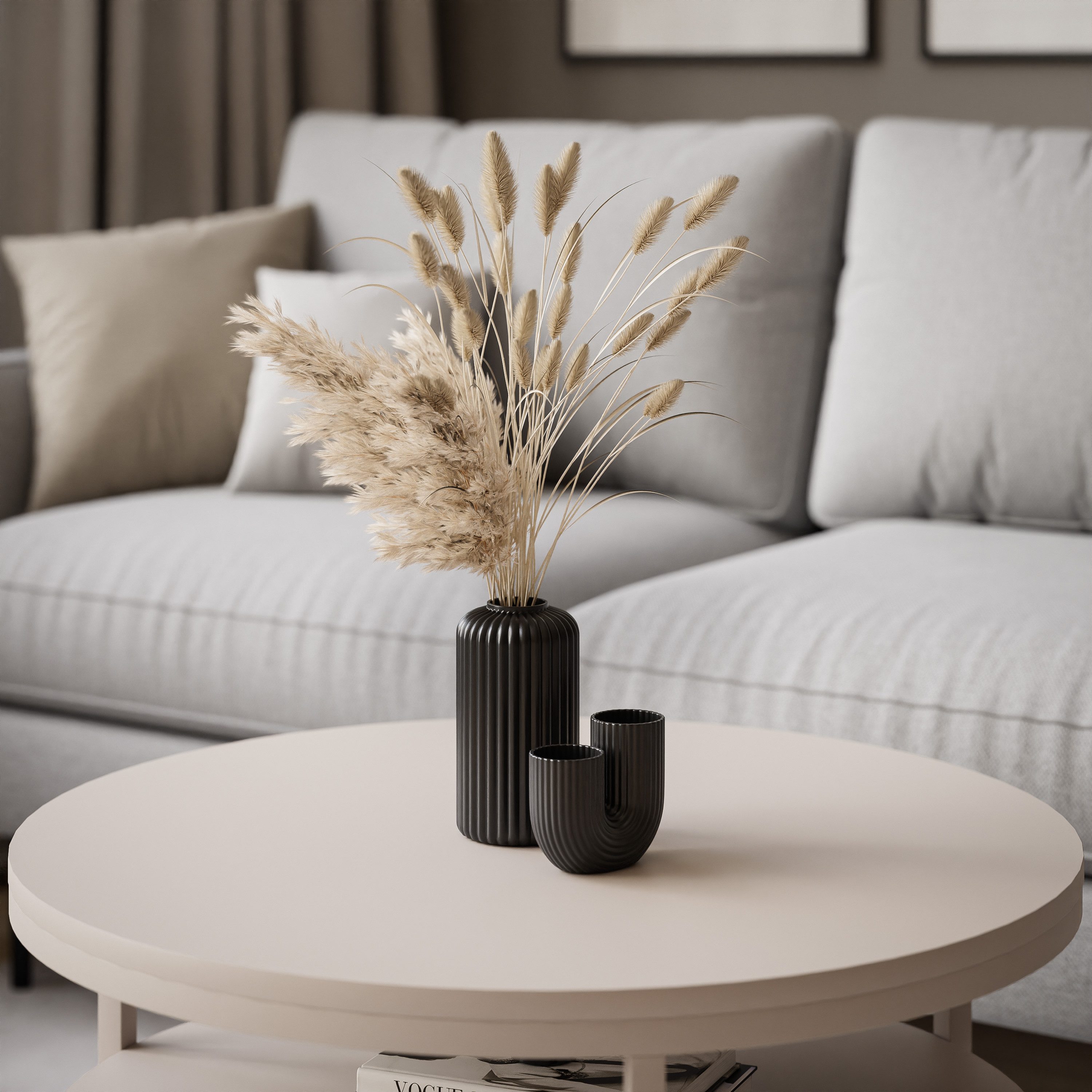 Lookway Couchtisch CIRI SLIM MATT Kaschmir mit Ablage (1 Tisch), Durchmesser: ⌀60 cm