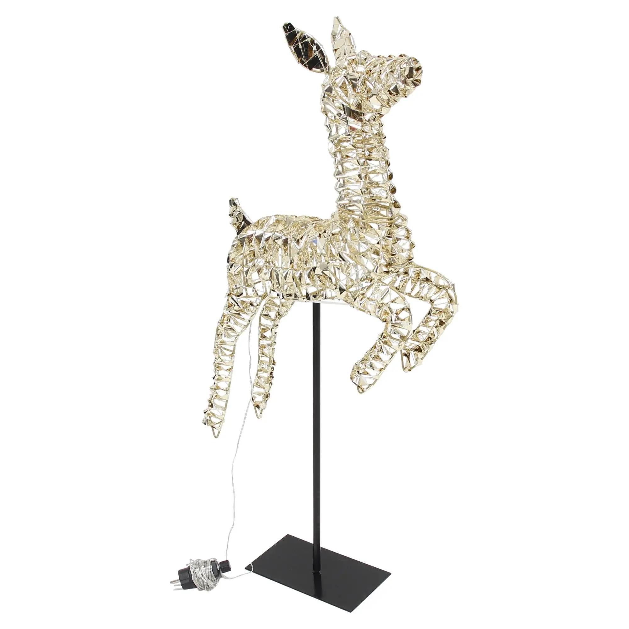 Frank Flechtwaren LED-Dekofigur Rentier "Golden" 400 LED, 94 cm hoch, Timer, Outdoor Gartendeko, aus Metall & Kunststoff, gold, Weihnachtsdeko für Draußen, Winterdeko