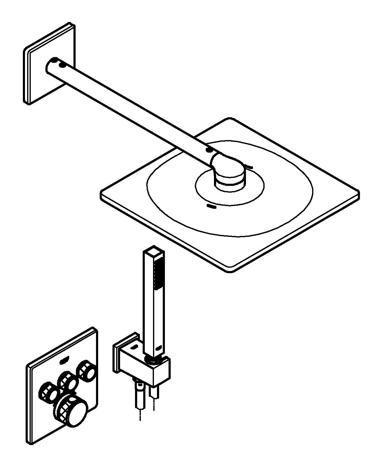 Grohe Duschsystem Grohtherm SmartControl, SmartActive Cube Mit 310 u. Rainshower Brauseschlauch TwistStop