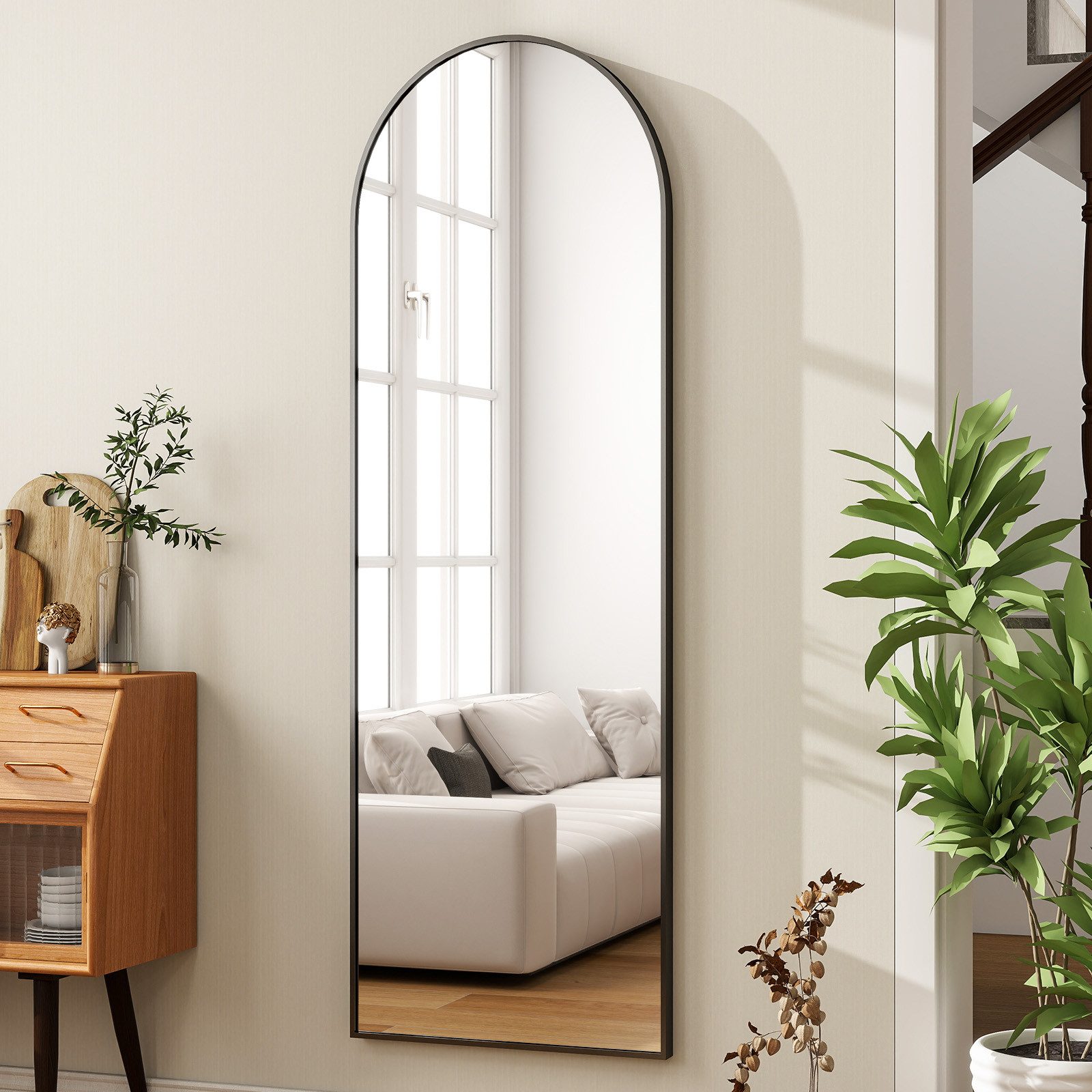 BEAUTYPEAK Ganzkörperspiegel großer Bogenspiegel (165cm*60cm, 150cm*40cm, 180cm*76cm, Halterung für Wandmontage, mit Ständer)