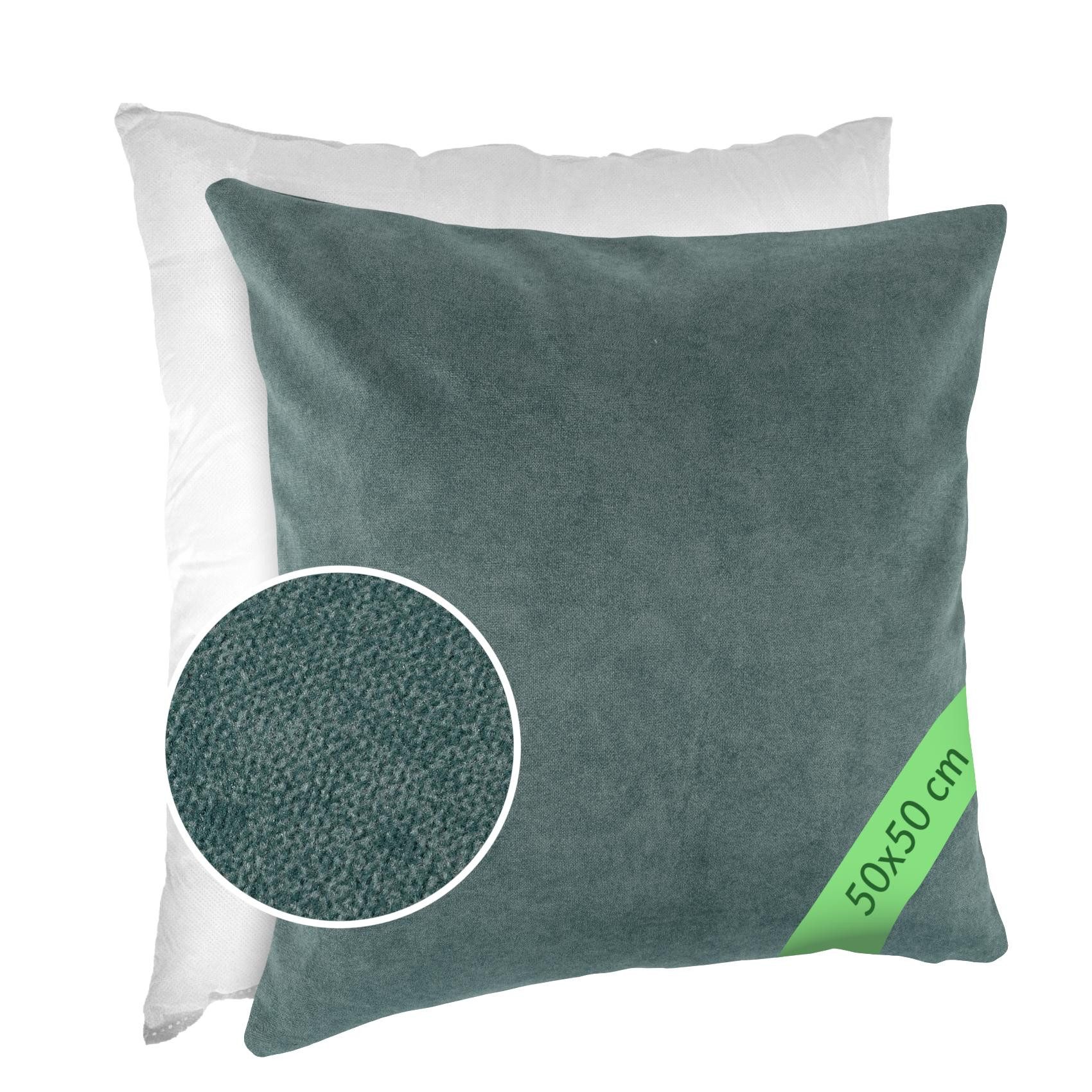 Kisska Dekokissen Kissenhülle MAGIC atmungsaktiv Velour Zierkissen Ambiente Dekorieren, Kissenüberzug mit Füllung Meliert-Optik UNI 40x40cm Einfarbig Türkis