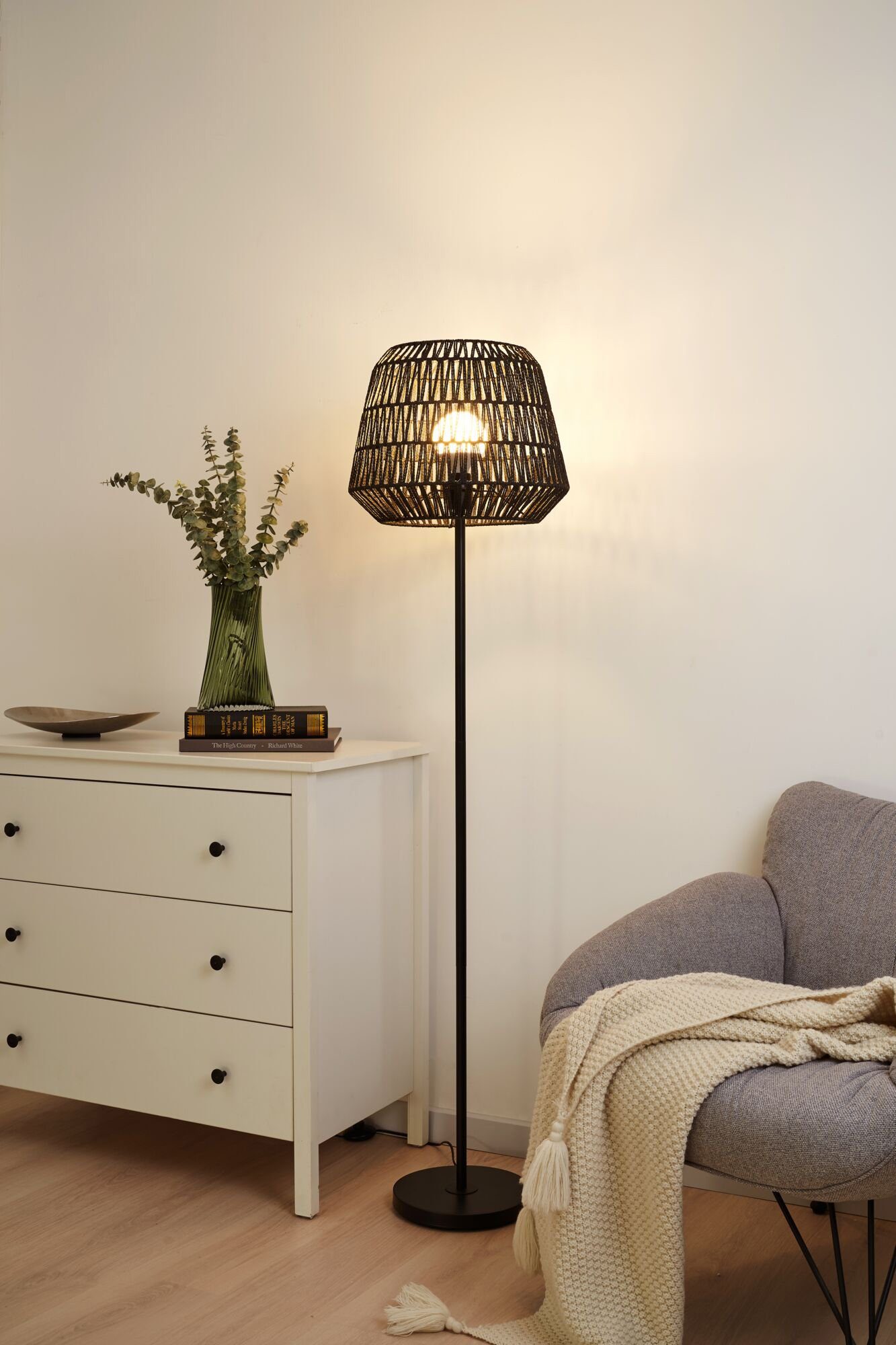 Pauleen Stehlampe Timber Pearl, ohne E27 Leuchtmittel, Ein-/Ausschalter