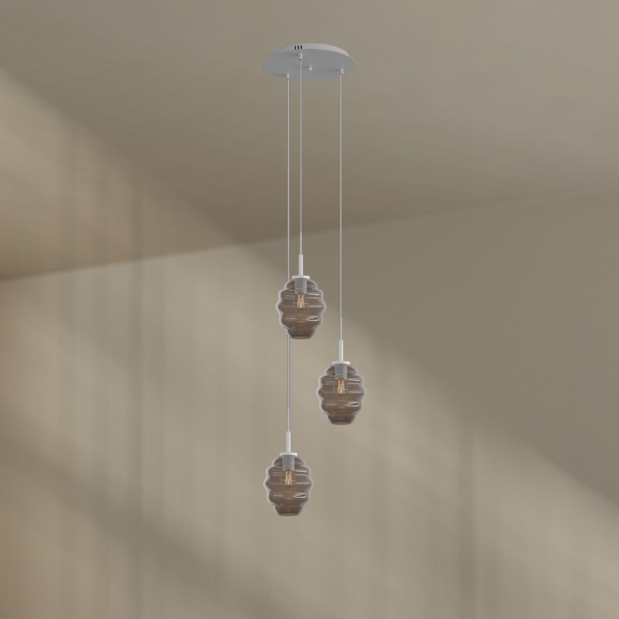 s.luce Pendelleuchte Echos Galerieleuchte 3-flg Ø 40cm Baldachin Ø 18cm Rauch