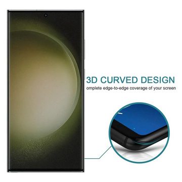 Wigento Handyhülle Für Samsung Galaxy S23 Ultra 5G 4D Privacy Curved H9 Hart Glas Folie