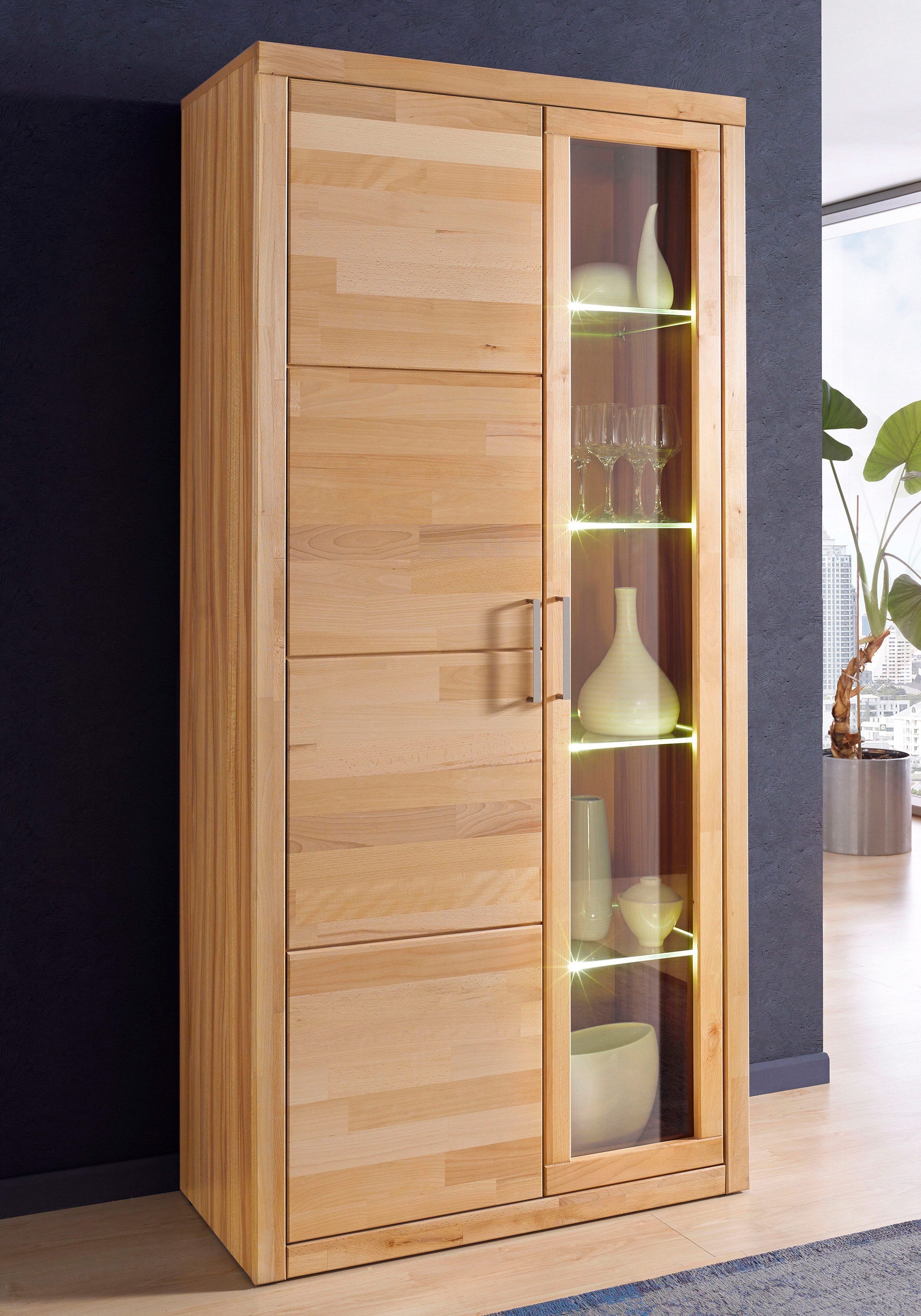 Home affaire Vitrine "Logo,190cm hoch,42 cm tief,Fronten Massivholz,10Fäche günstig online kaufen