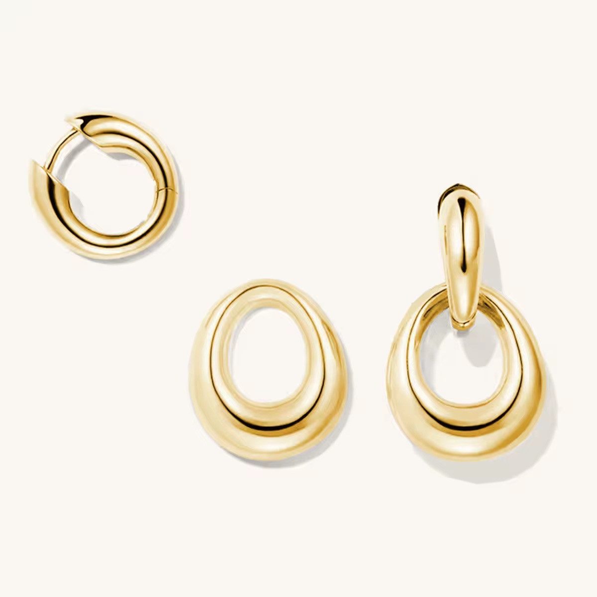 ROUGEMONT Paar Creolen Extravagante Damen Doppel Creolen Ohrringe wasserfest Hypoallergen, Wasserfest