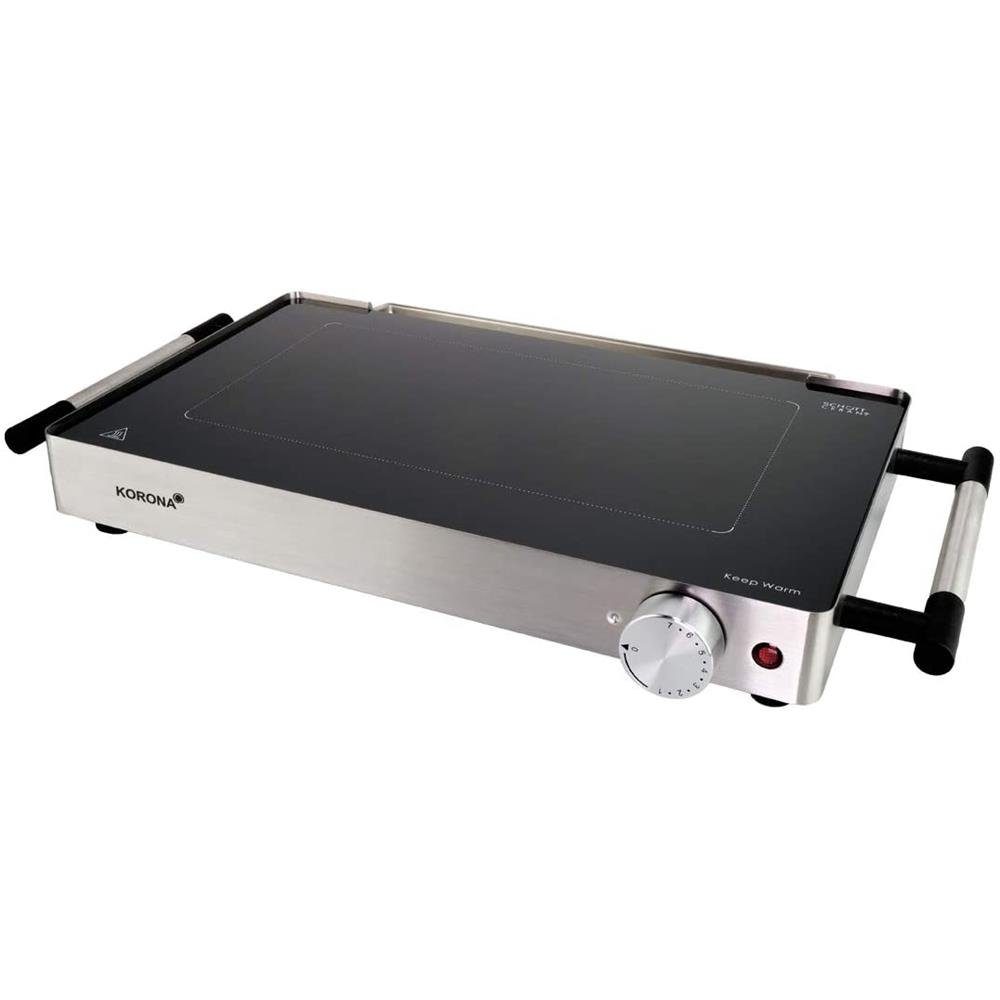 KORONA Tischgrill 46100 Glasgrill, 2in1 Tischgrill + Warmhalteplatte, elektrisch, Edelstahl, 800 Watt