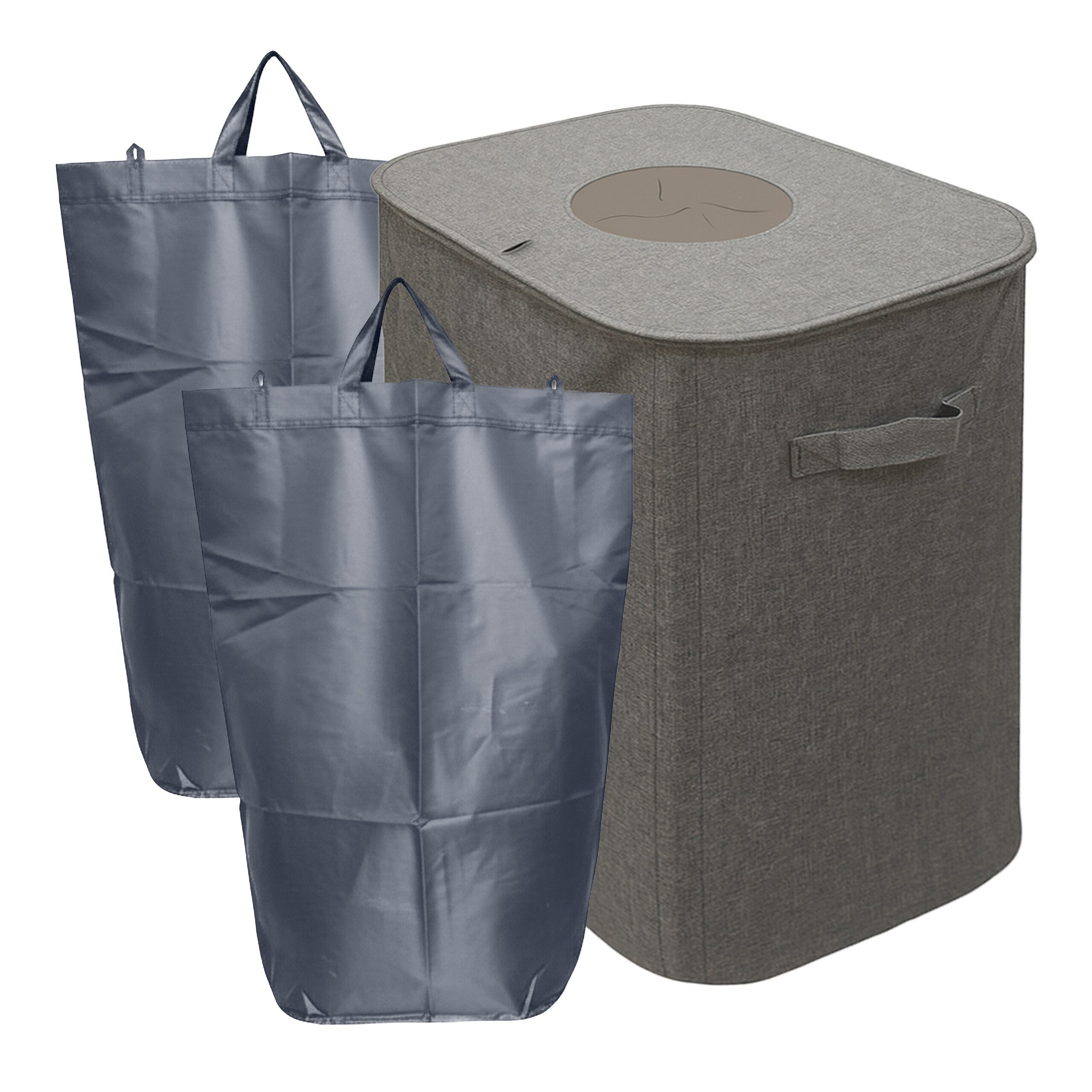 relaxdays Flaschensammler Pfandflaschen-Sammelbehälter 100 l (3 St), grau