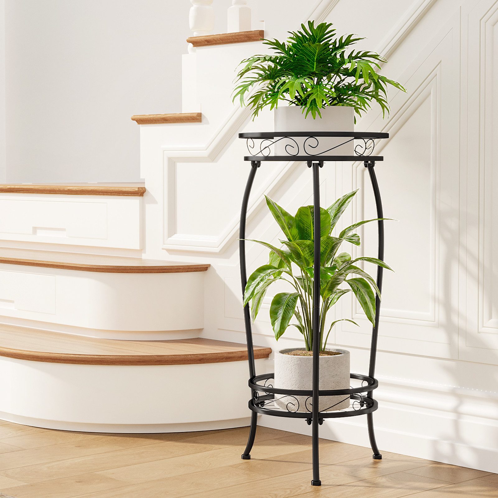 Bamworld Blumenständer Zweistöckiger Pflanzenständer, Metallregal, 69cm hoch, 45kg Tragkraft (1 St), Rostfrei & stabiles Blumentopf-Gestell, Innen/außen nutzbar – Bild 5 von 5