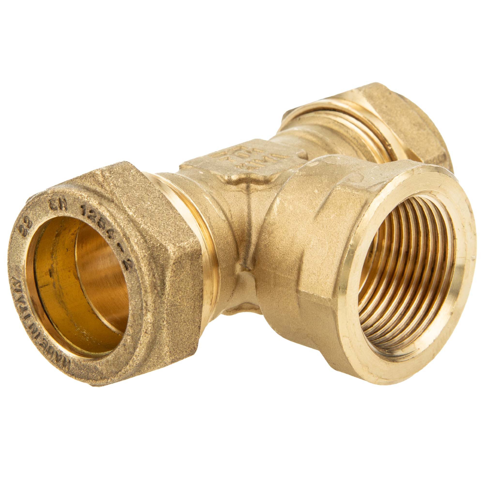 bevo Steckfitting Klemmringverbinder für Kupferrohr, T-Stück mit Innengewinde, Ø 12 mm x 1/2 IG x Ø 12 mm