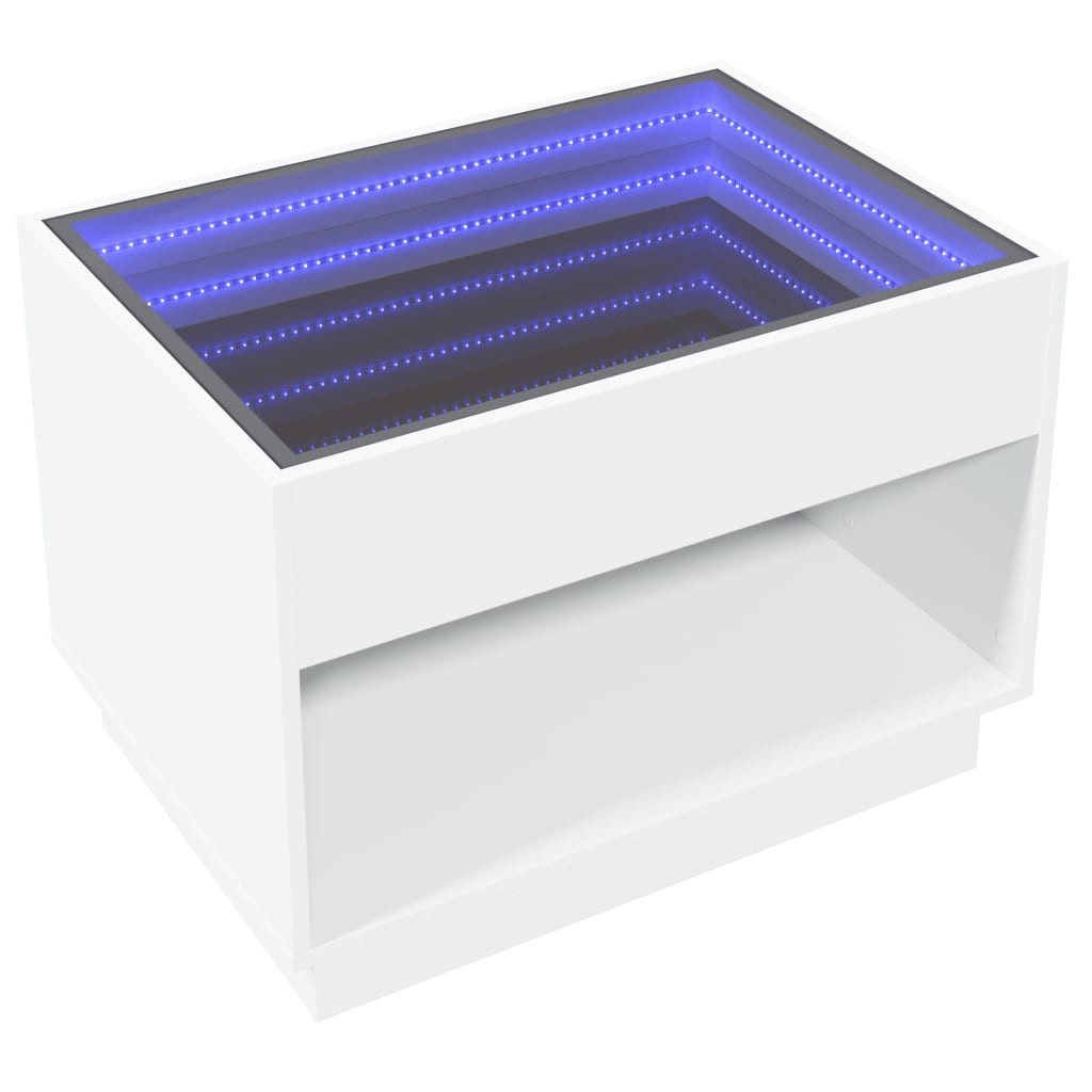 vidaXL Couchtisch Couchtisch mit Infinity-LED Weiß 70x50x50 cm (1-St)