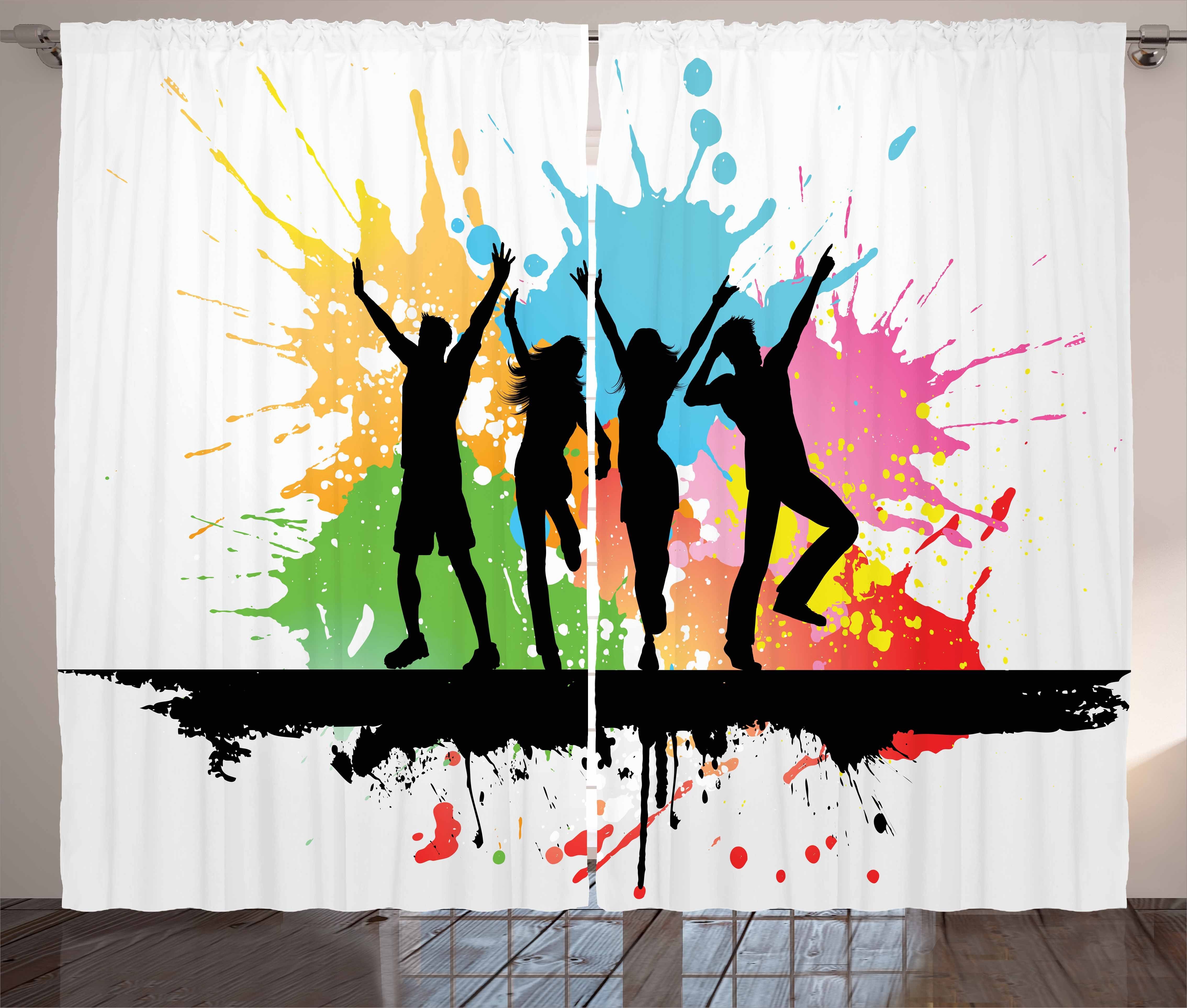 Jugend Tanz-Party-Menschen Vorhang Farben Kräuselband Schlafzimmer Haken, Schlaufen Gardine mit Abakuhaus, und