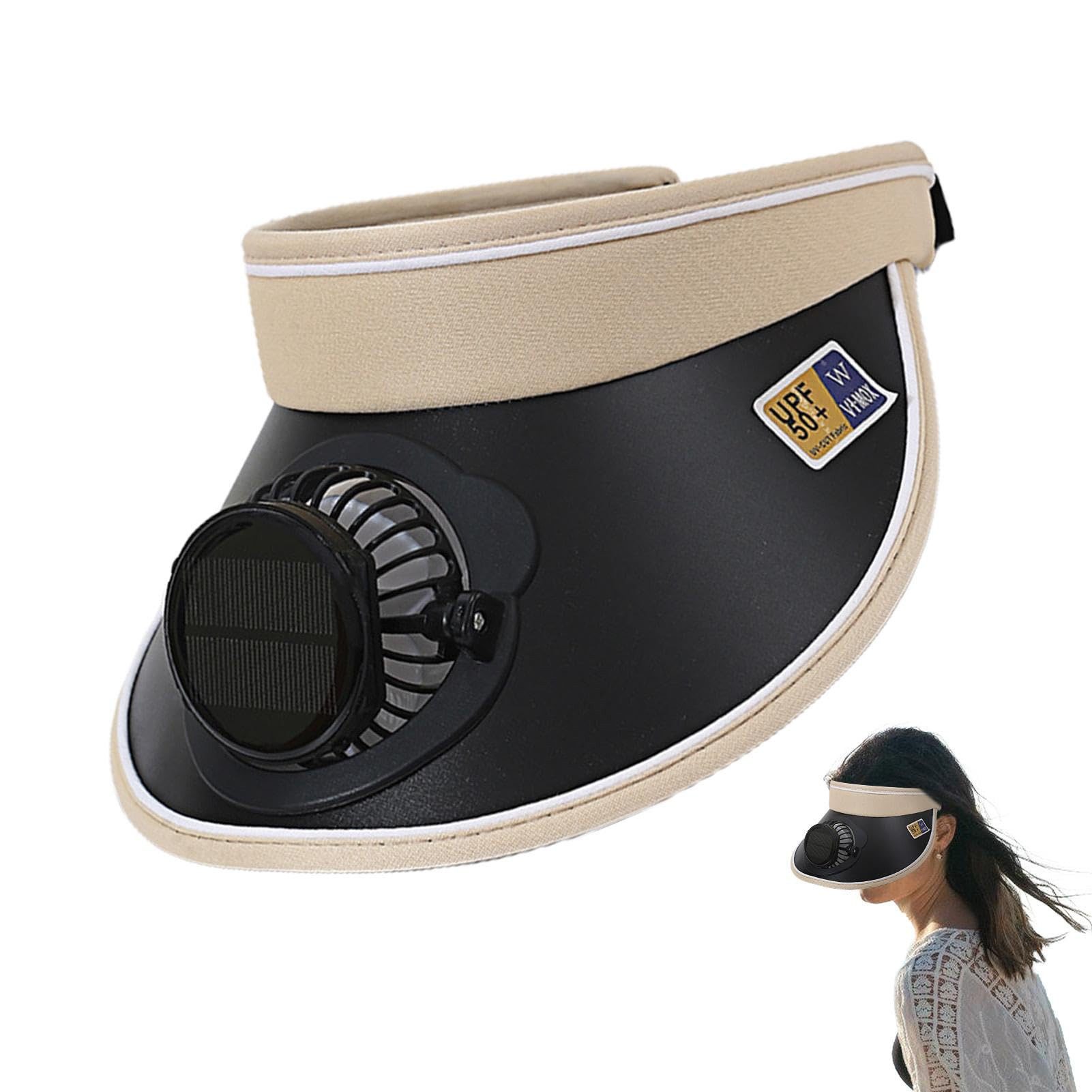 Bomiclss Sonnenhut Sonnenblende Hüte mit Ventilator Sonnenschutz für Damen Und Herren (2-in-1 Ventilator mit Solar- und USB-Aufladung) Kappe Kühler Lüfter für Outdoor Camping