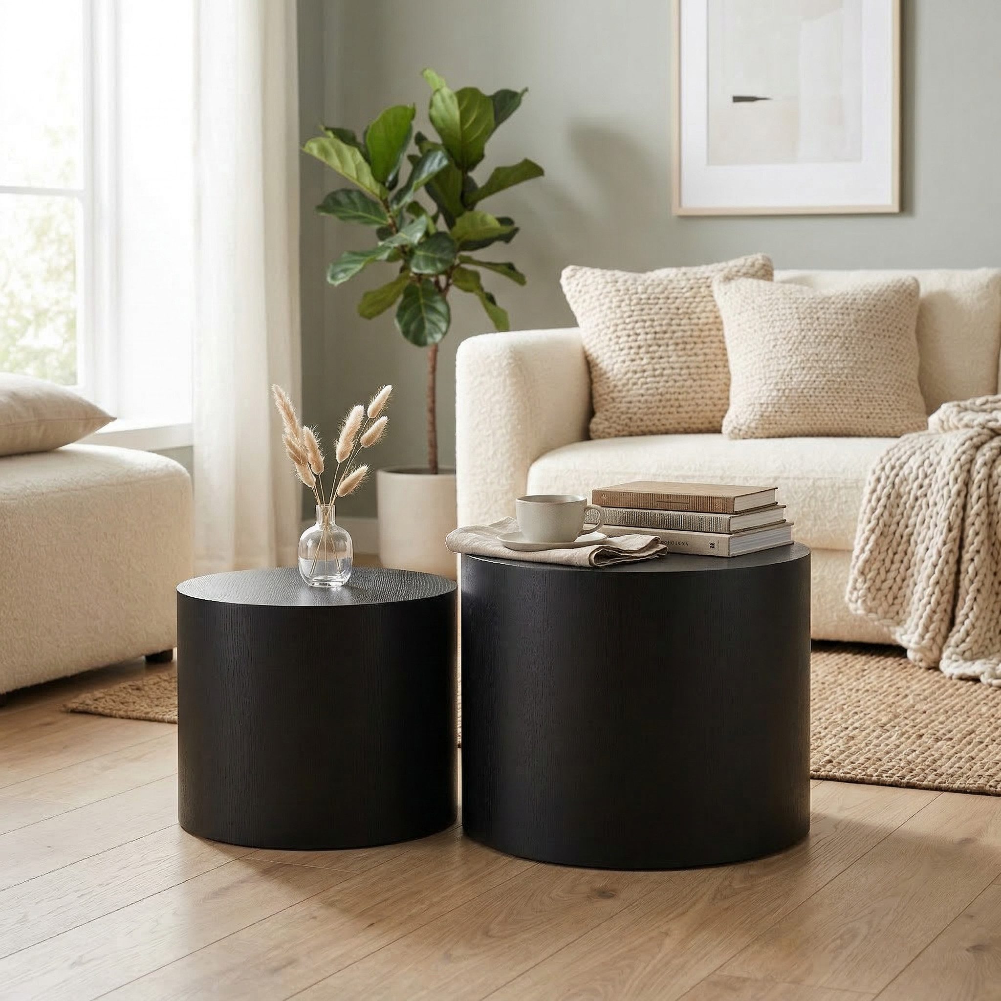WILLIAMSPACE Couchtisch Lazio runder 2er-Set, Nesting Tische im Trend-Design (2er-Set), Maße ca 1.: B48 x T48 x H38cm/Maße ca 2.: B38 x T38x H32 cm