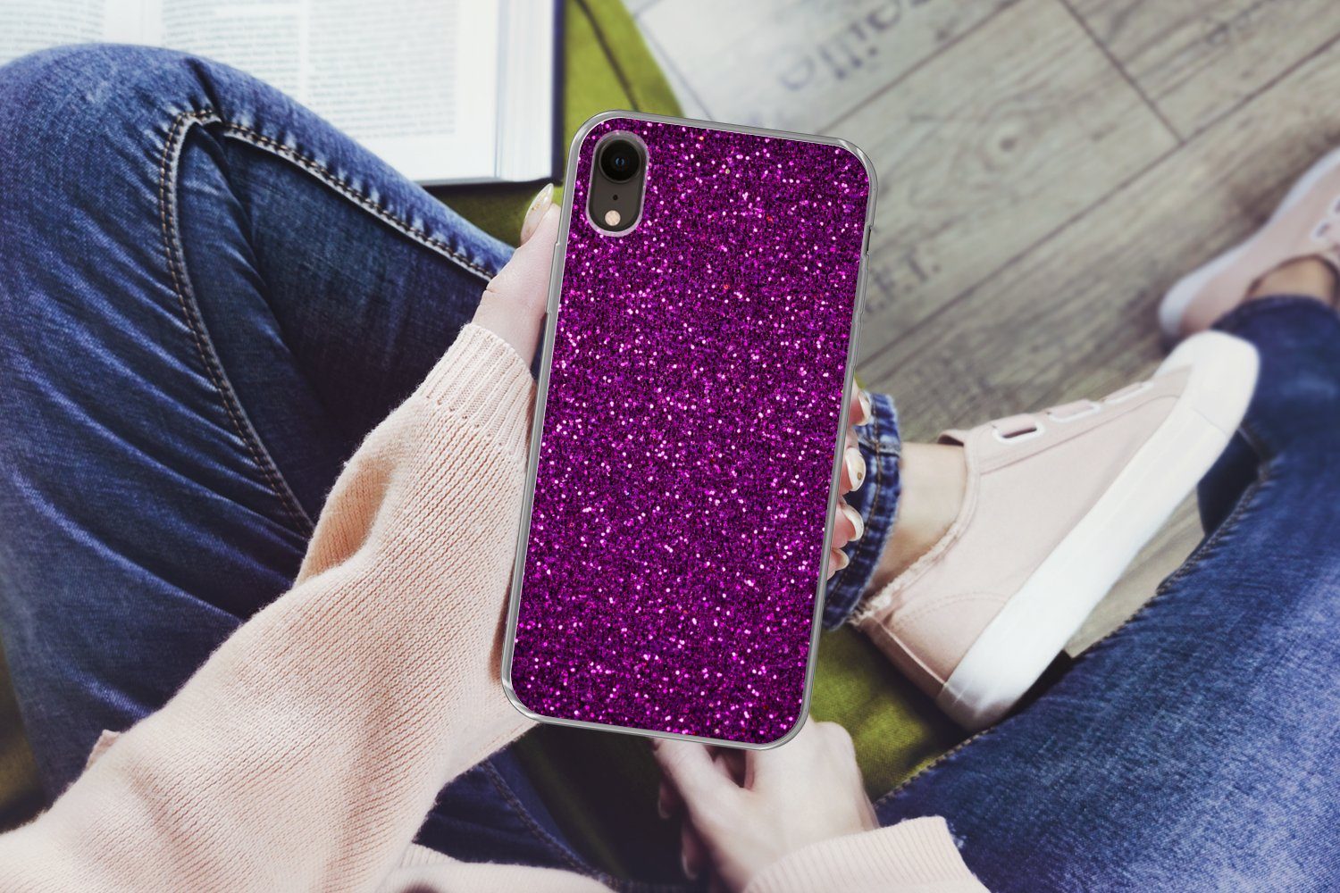 MuchoWow Handyhülle für Apple iPhone XR Lila - Rosa - Muster - Abstrakt, Smartphone-Bumper, Print, Handy Schutzhülle Dünn