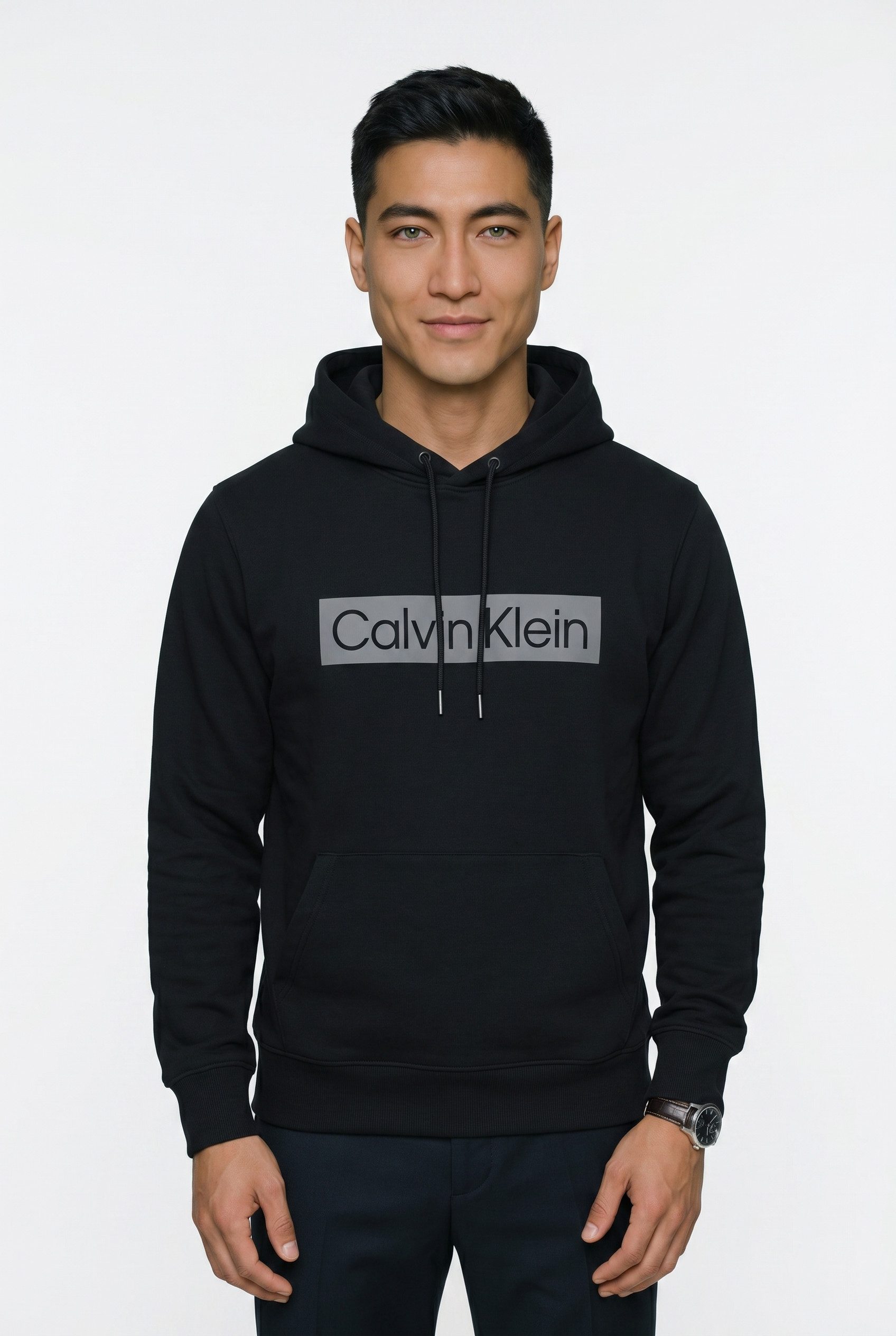 Calvin Klein Kapuzensweatshirt Kapuze mit Kordelzug, Regular Fit, Logodruck