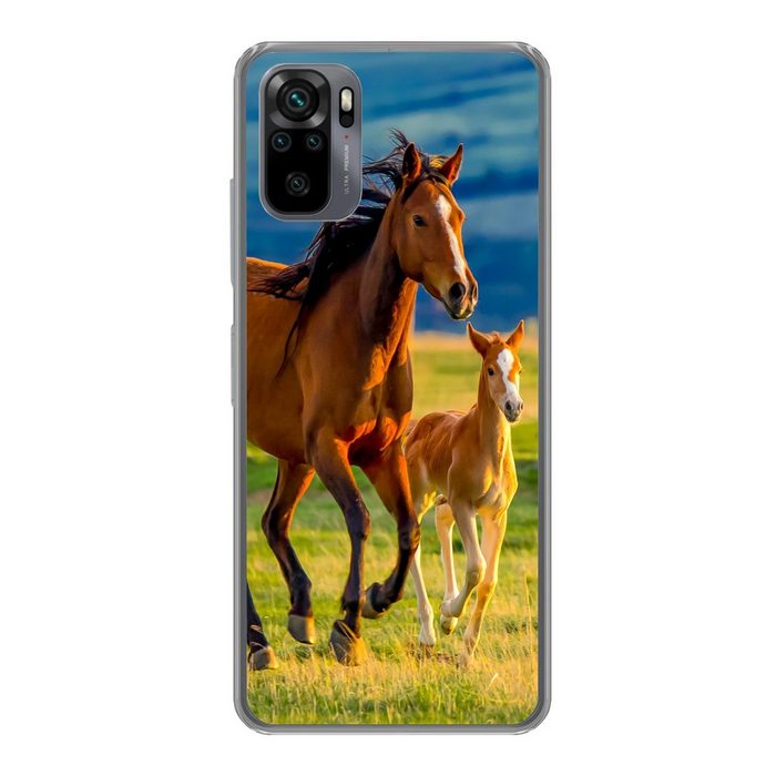 MuchoWow Handyhülle Pferde - Gras - Tiere - Landschaft - Natur Phone Case Handyhülle Xiaomi Redmi Note 10S Silikon Schutzhülle