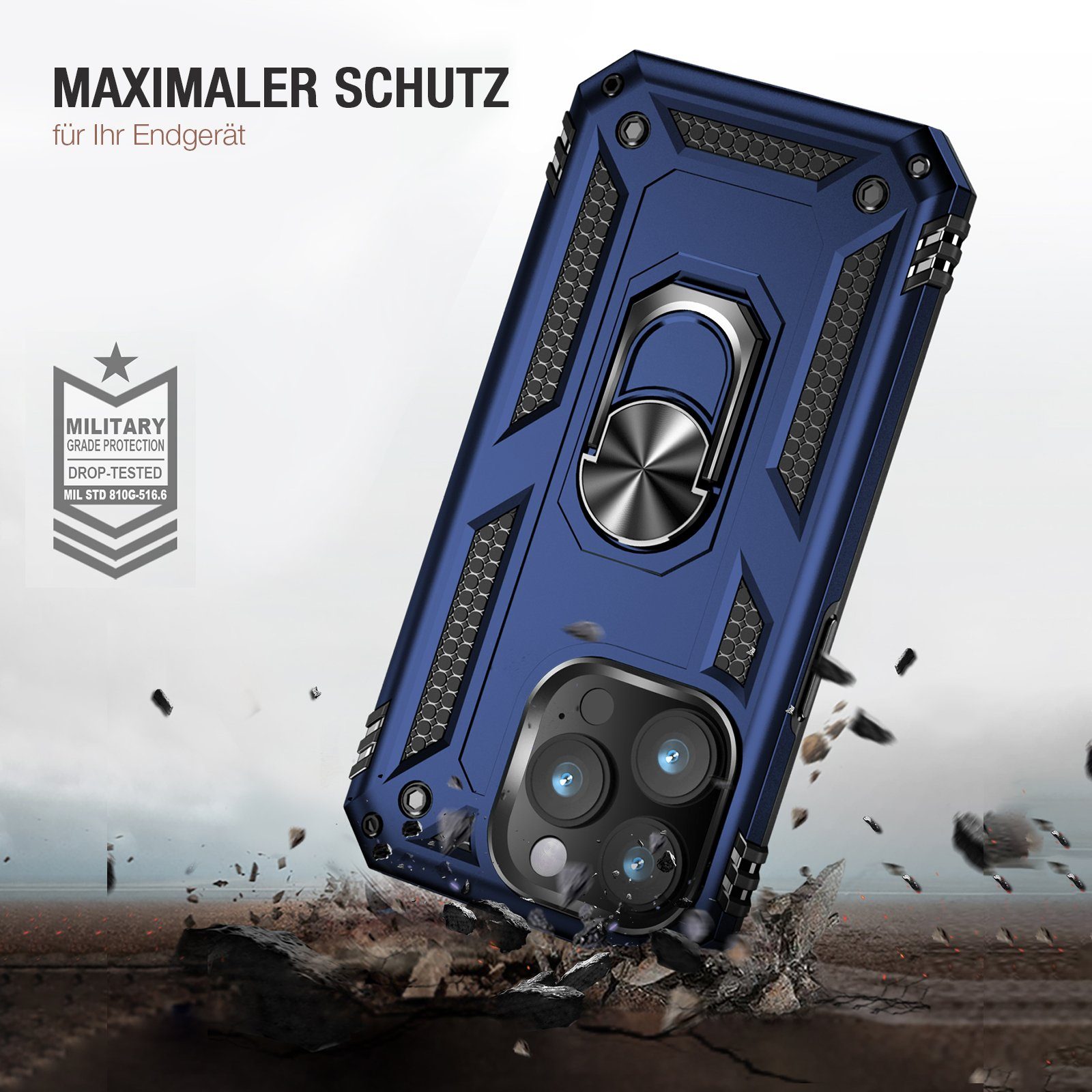 Tec-Expert Handyhülle Outdoor Cover Hülle für Apple iPhone 14 Pro 6.1 Zoll, 6.1, Premium Hülle aus verstärktem Polycarbonat