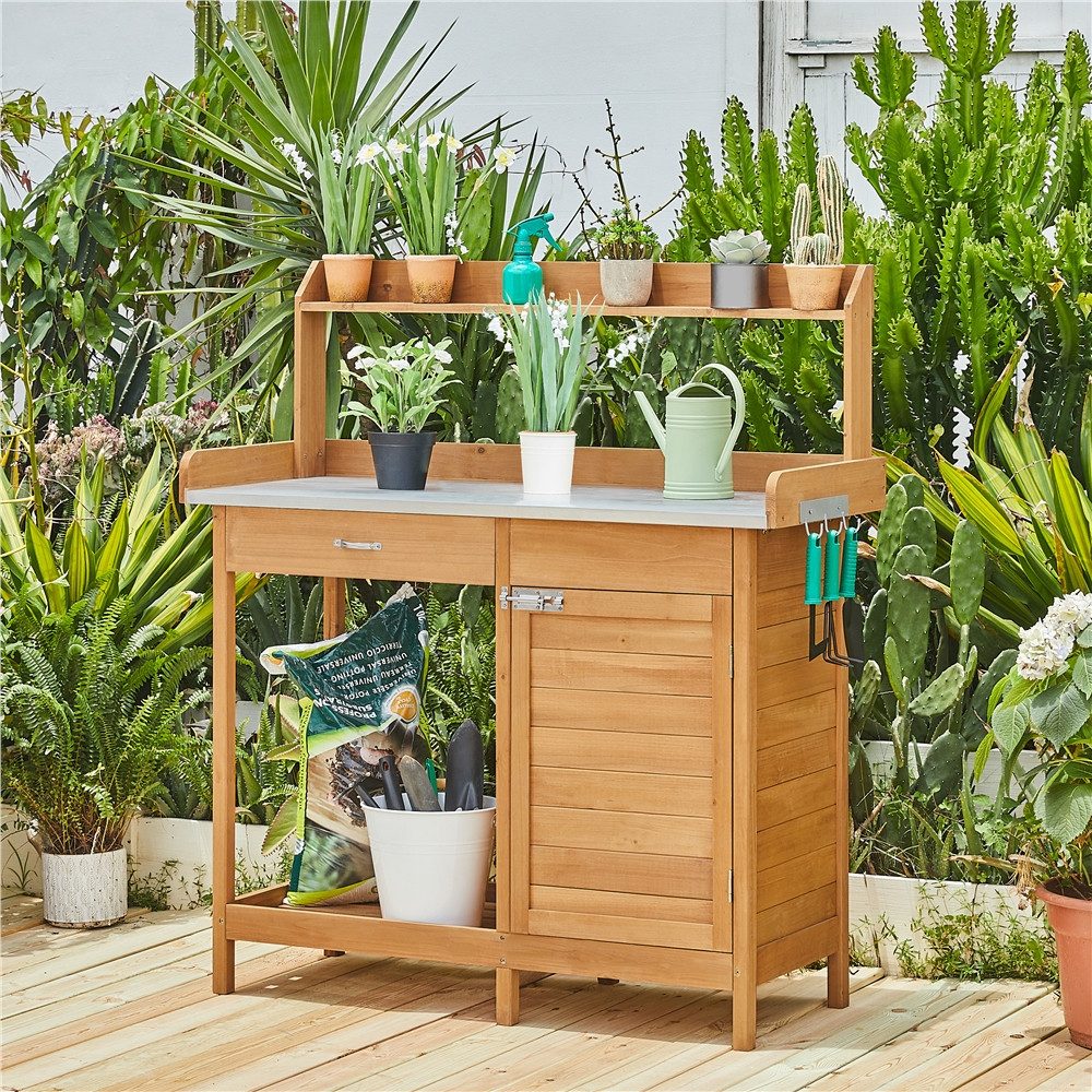 Yaheetech Pflanztisch Garten Pflanztisch mit Schubladen & Unterschrank, Out günstig online kaufen