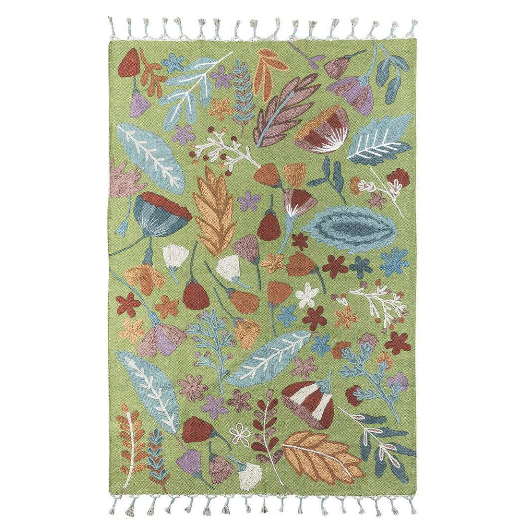 Tranquillo Designteppich BOTANIC ART, 180 x 120 cm, handwerkliche Qualität, 100% Bio-Baumwolle, Rechteckig